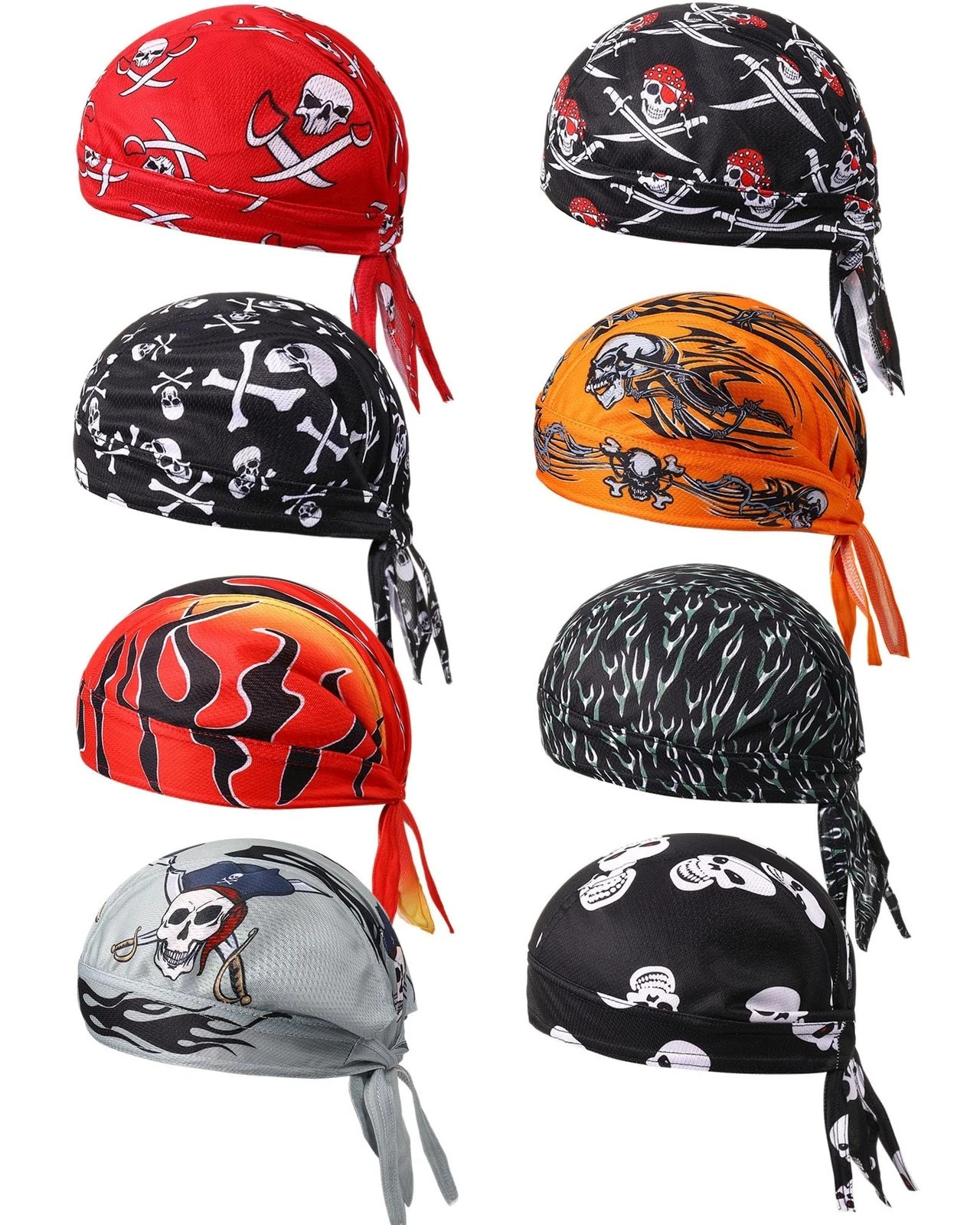 8 Pack Do Rag Skull Caps for Men Sweat Wicking Doo Rags Cooling Helmet Liner …