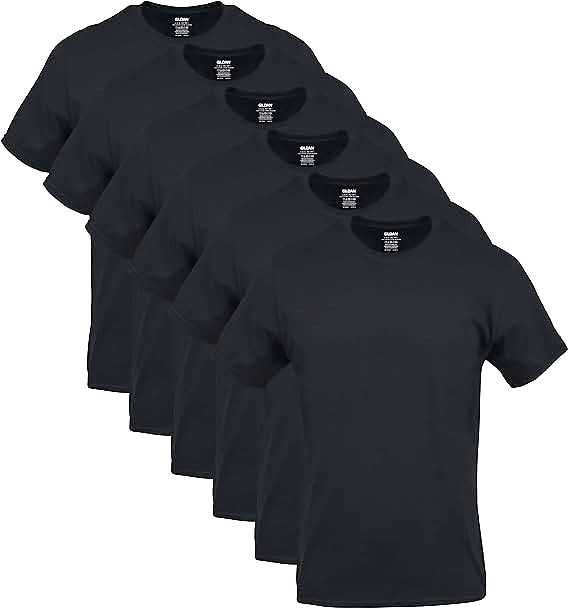 6-pack Gildan G1100 Solid 100% Cotton Short Sleeve Crew T-Shirt – Black – Small