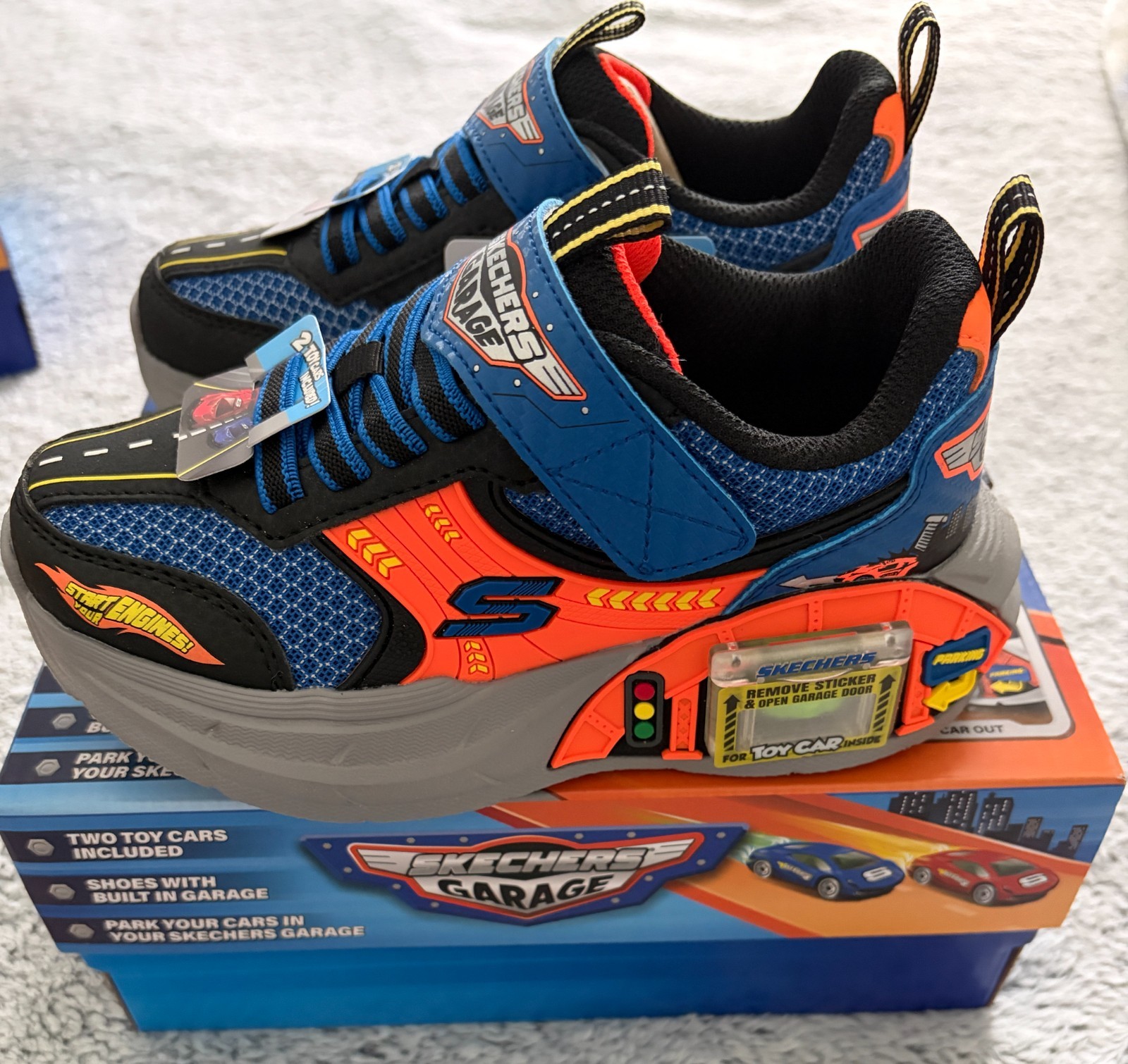 Skechers Garage Kids Shoes Size 11 Blue & Orange