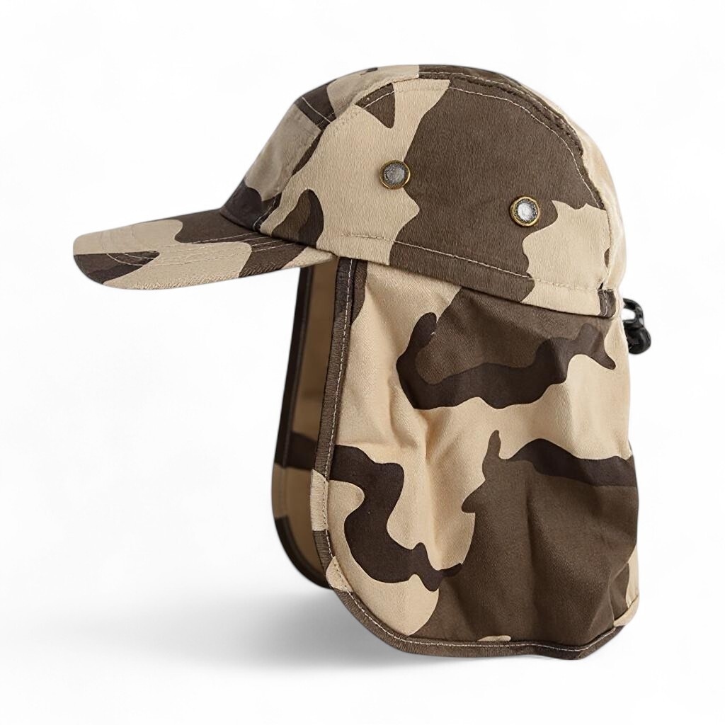 Ear Flap Sun Hat Neck Cover Baseball Cap Visor Camo Army Fishing Outdoors USA