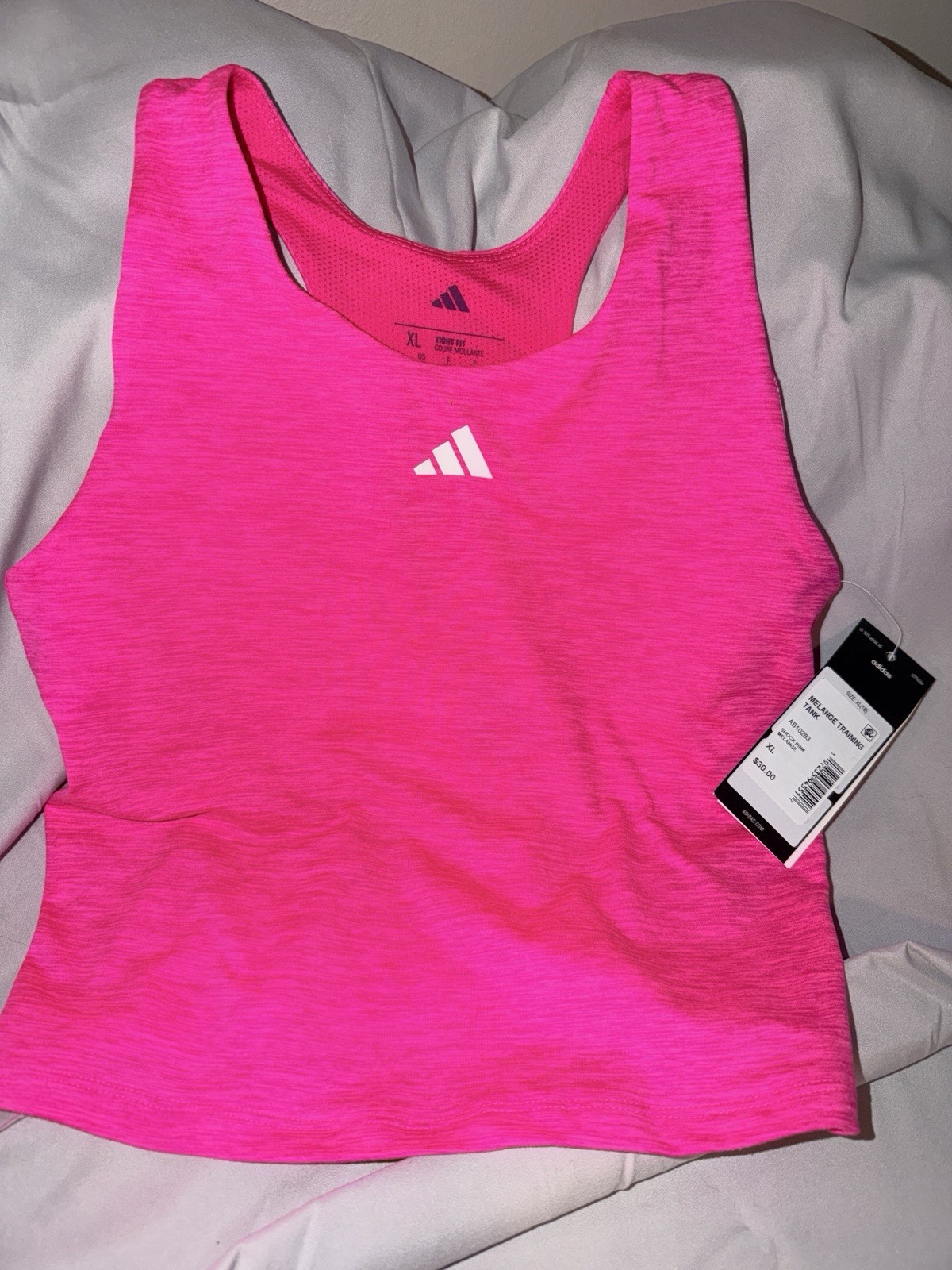 adidas Melange Training Tank Women’s XL Pink Racerback Scoop Neck Stretch