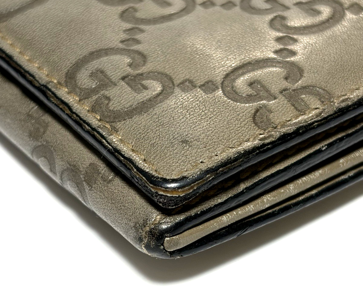 Gucci Guccissima GG Monogram Leather Long Wallet Bi-fold Made in Italy Gray