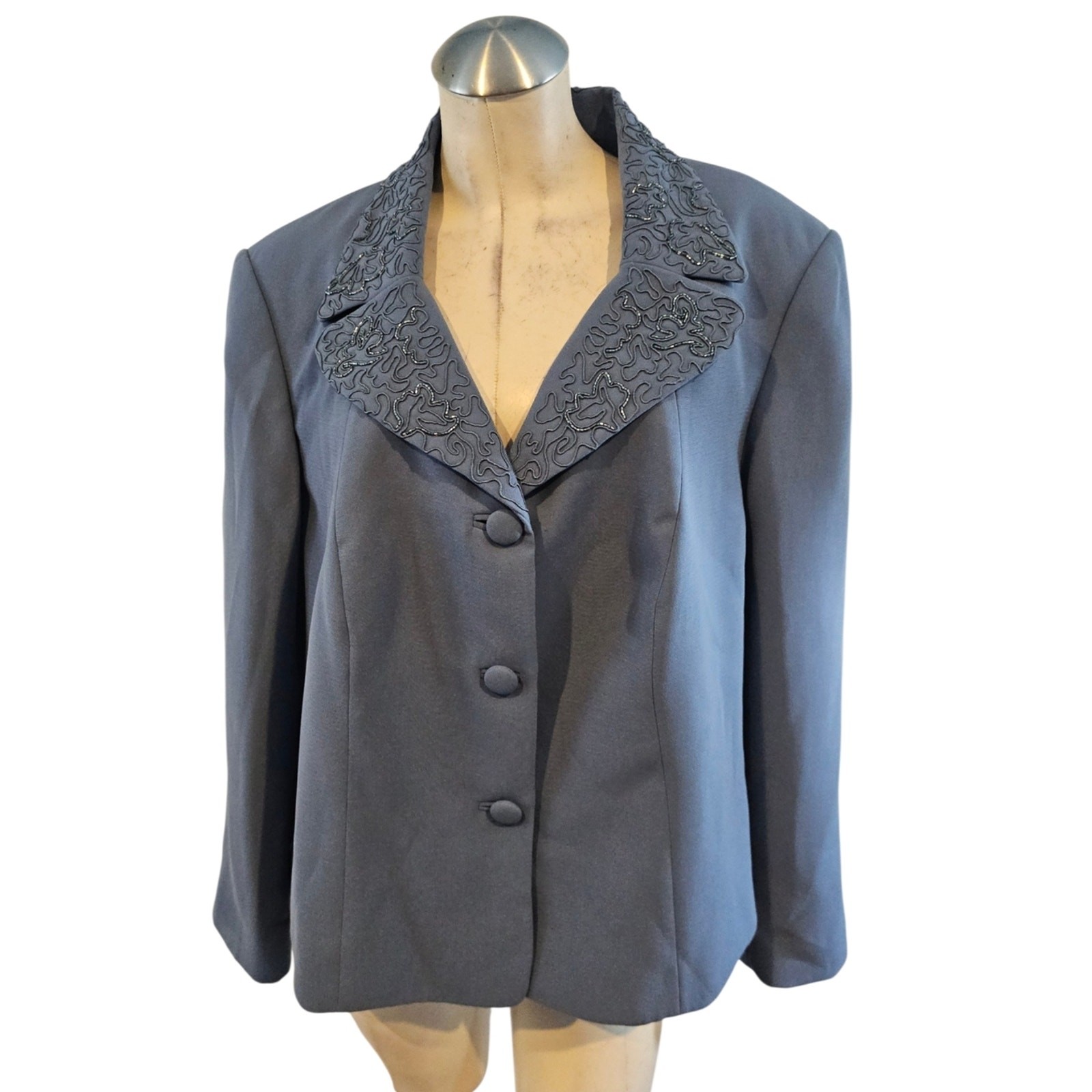 NWT Emily Size 18W Blue Embellished Blazer