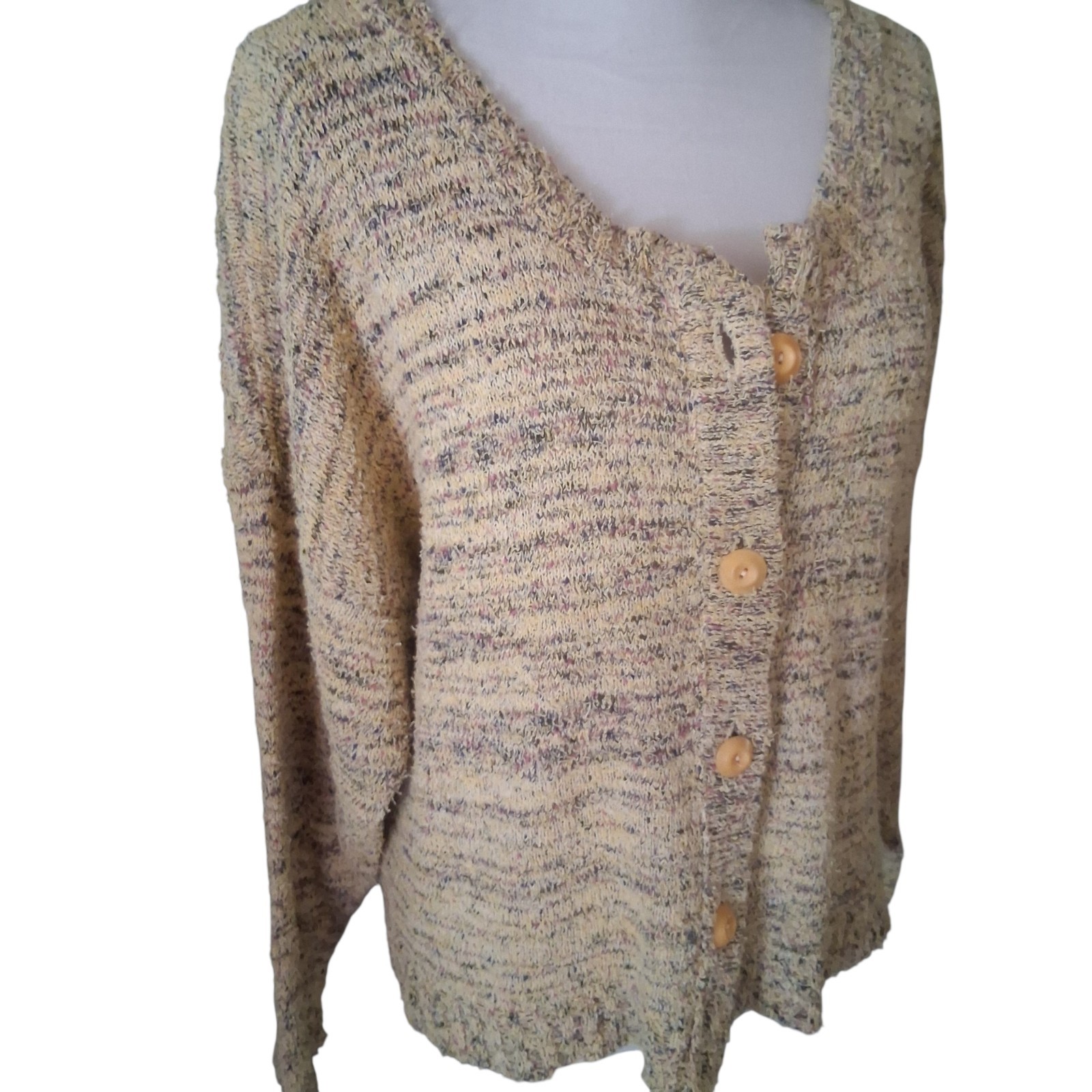 Authentic Vintage Flax By Angelheart Heathered Mustard Cardigan Size M/L