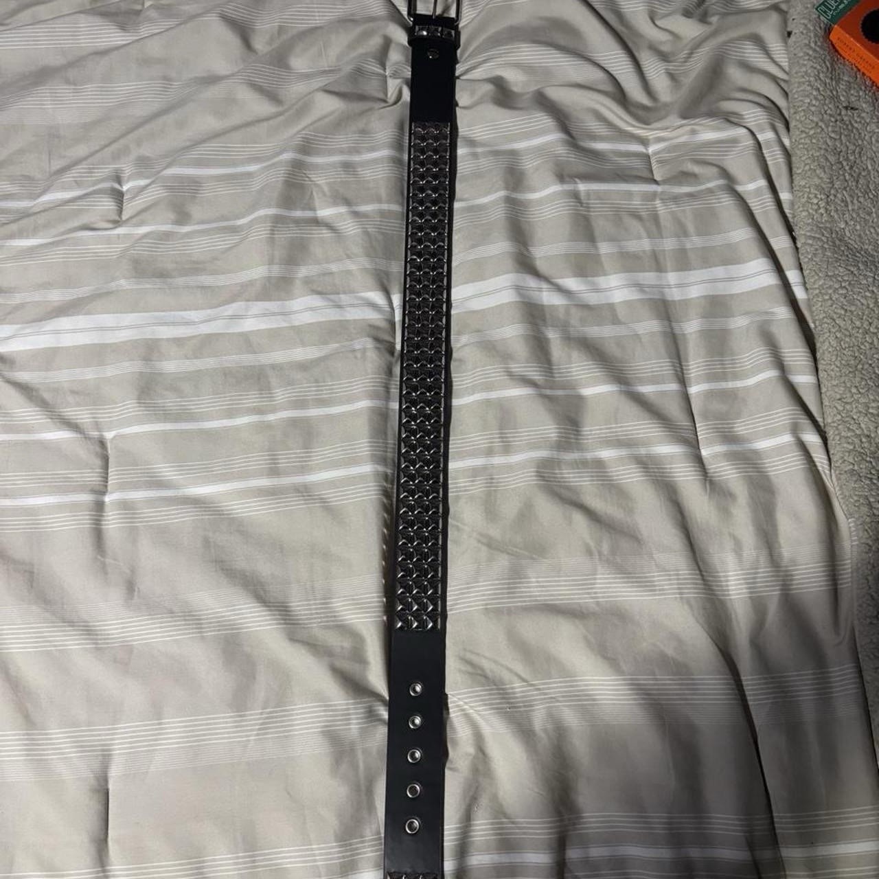Men’s Black Studded Belt Size S Regular Adjustable Buckle 1.5 in Width