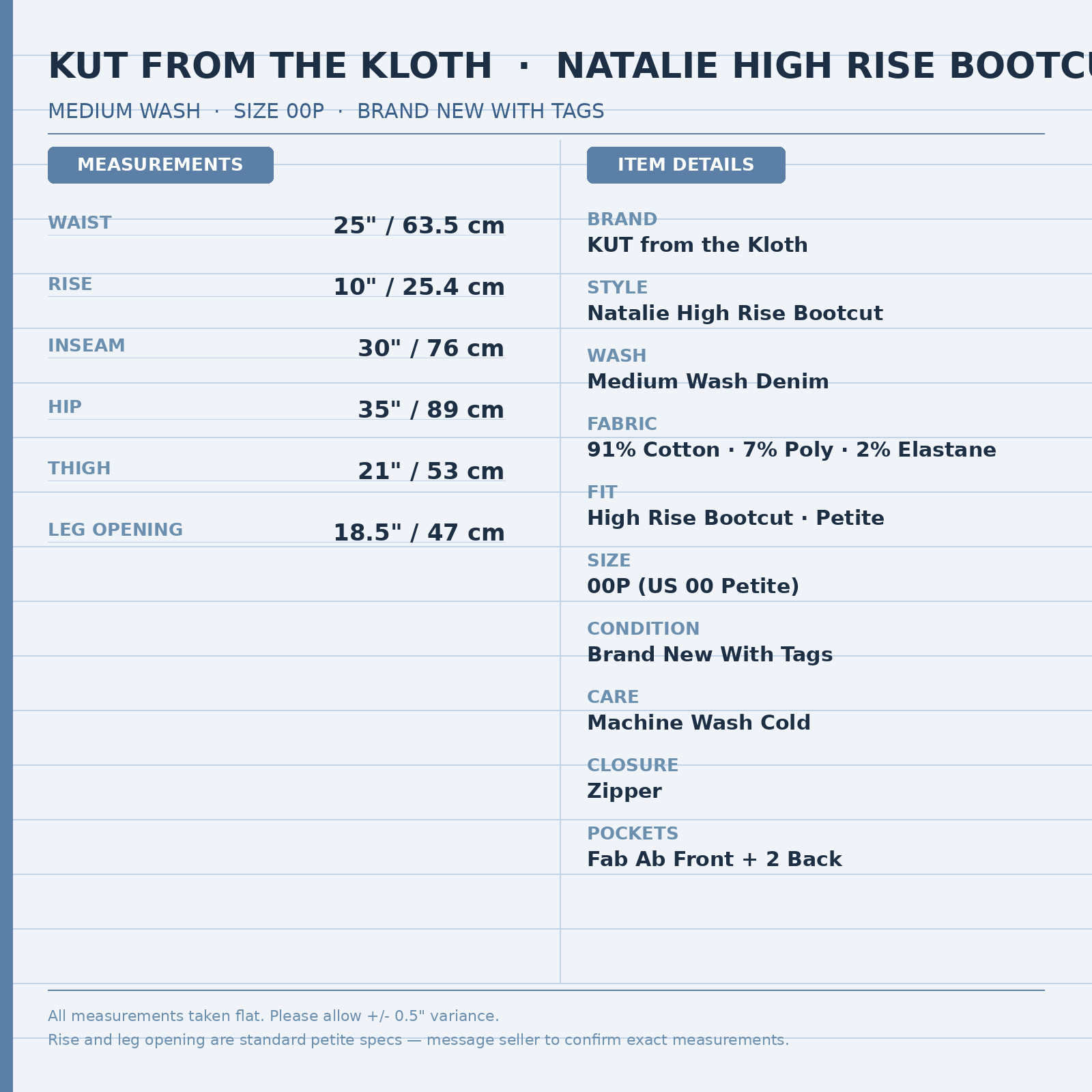 KUT from the Kloth Women’s Natalie High Rise Fab Ab Bootcut Jeans Size 00P