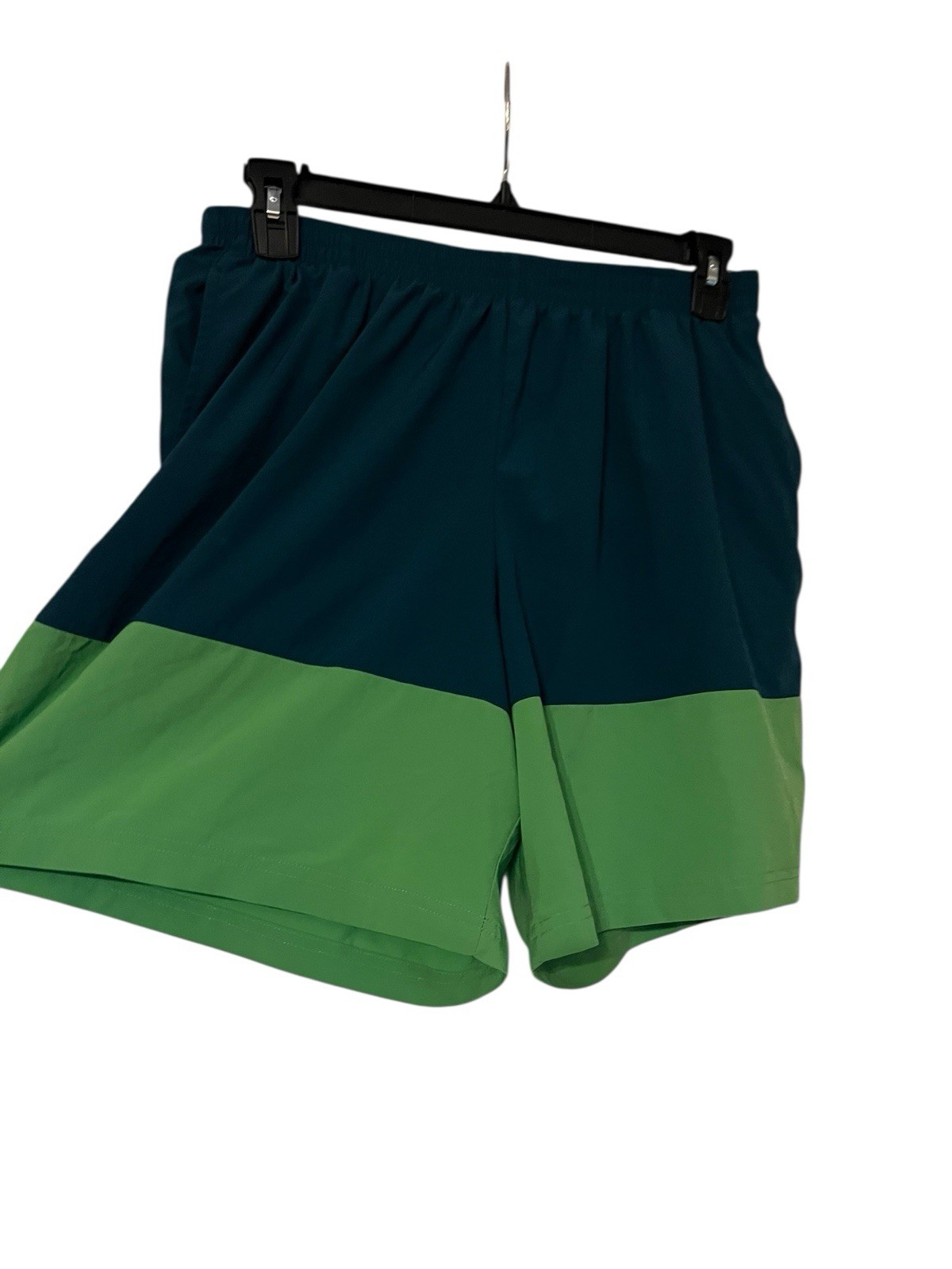 Champion Color Block Green Athletic Drawstring Running Short Pockets Sz XL