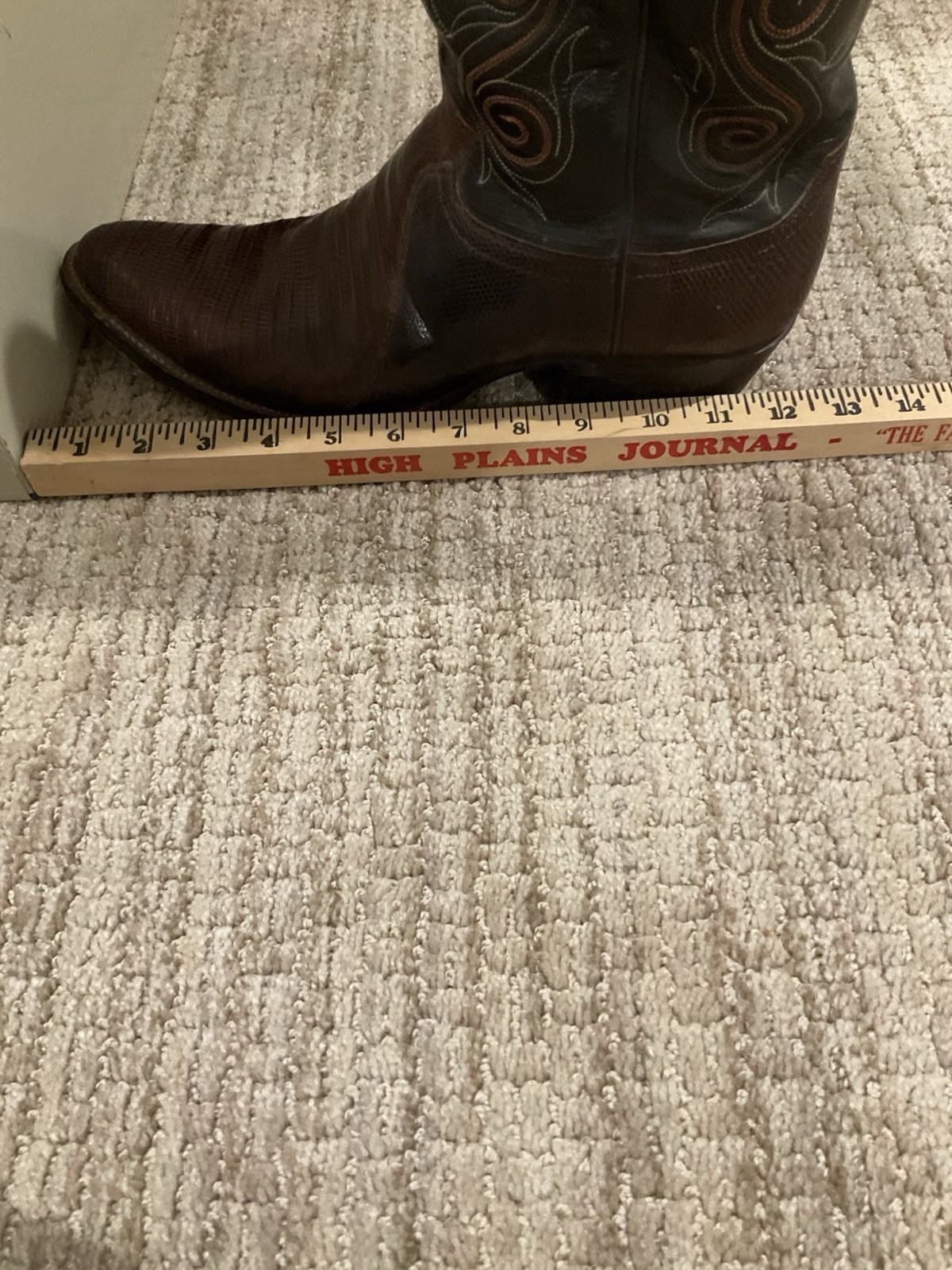 Vintage Justin 9090 Men’s 12 B Black Cherry iguana Lizard Cowboy Boots USA