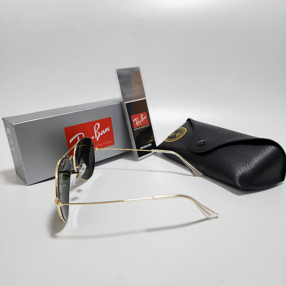 Ray-Ban RB3025 Aviator Sunglasses Gold Frame Green Glass Lens 58mm USA Shipping