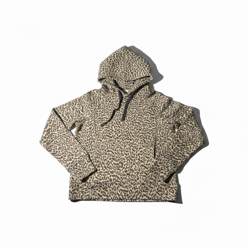 Anthropologie Daily Practice Hoodie Hooded Sweatshirt Leopard Print Brown XS NWT