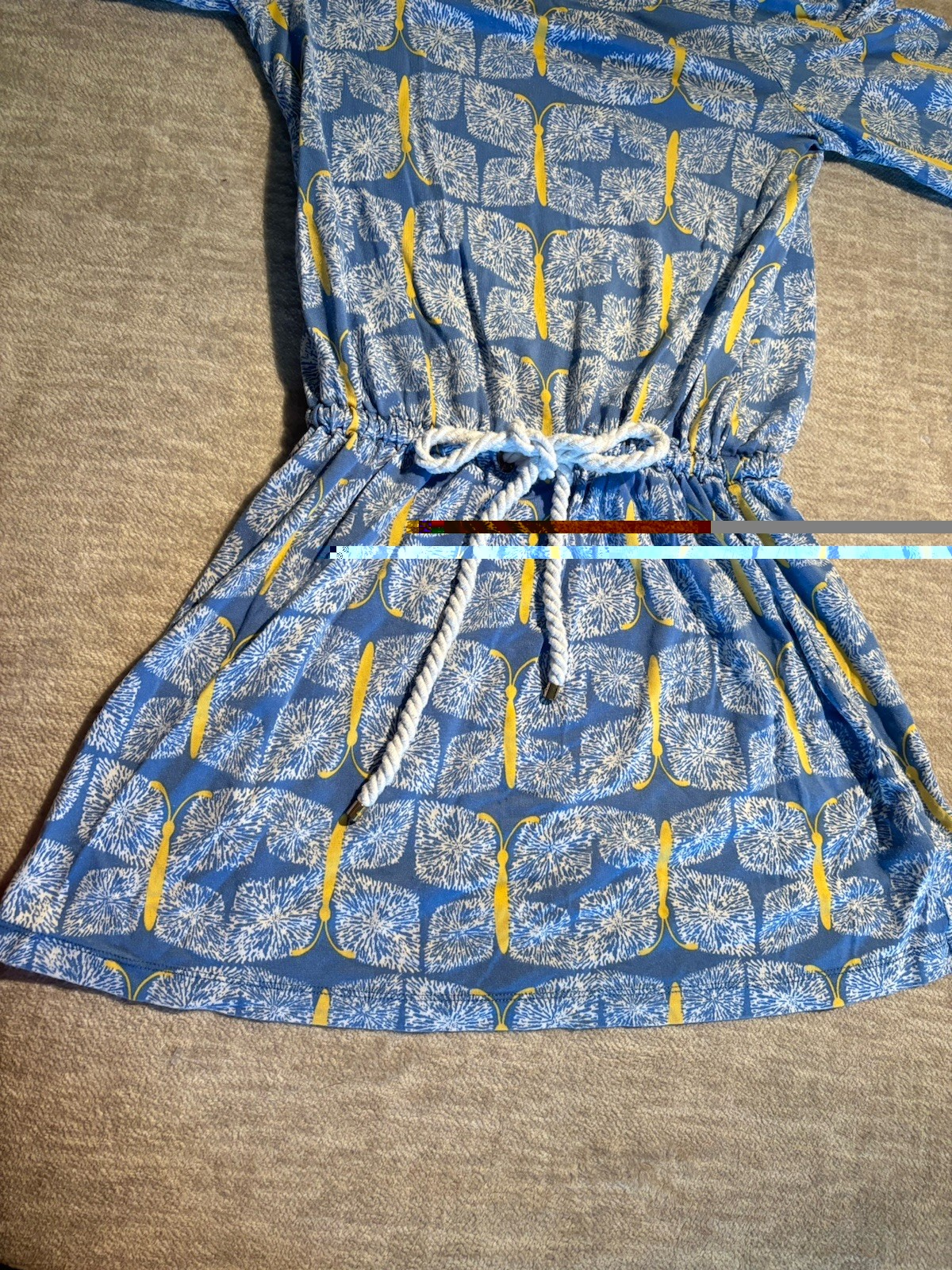 Lilly Pulitzer Women’s Blue Yellow Floral Shift Dress S/S Round Neck Short S