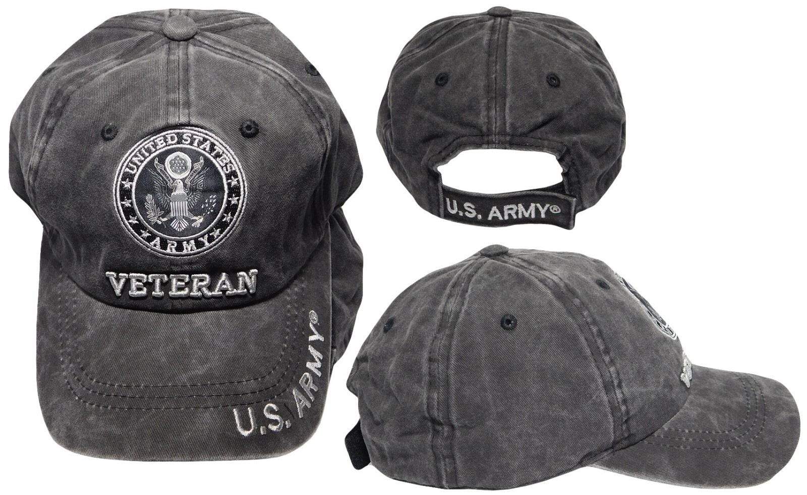 U.S. Army Veteran SUBDUED Grey Gray Cotton Embroidered Cap Hat – Licensed X1