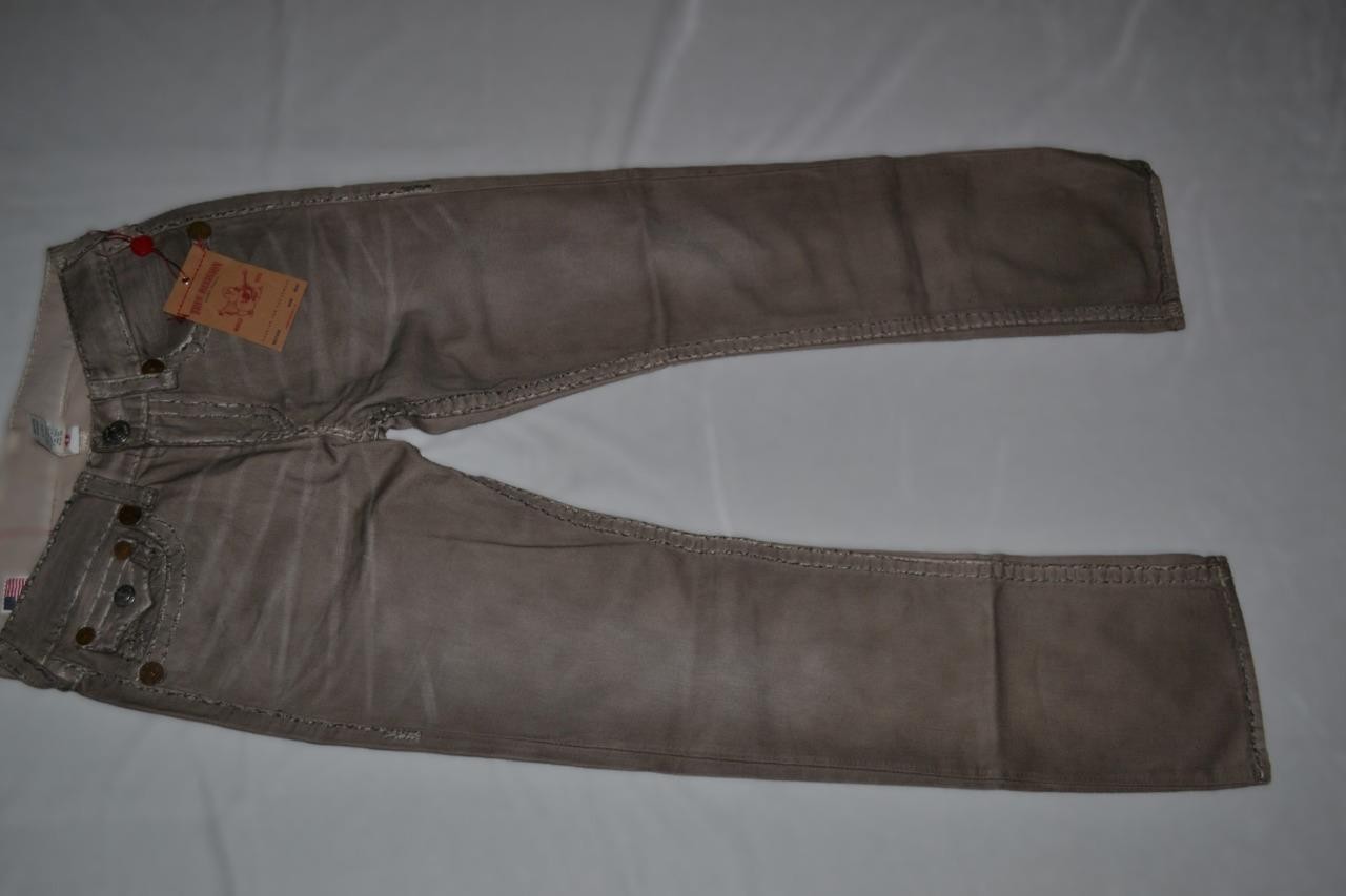 True Religion Ricky Super T Men’s Jeans Coated Ted Taupe 32 Authentic Brand New