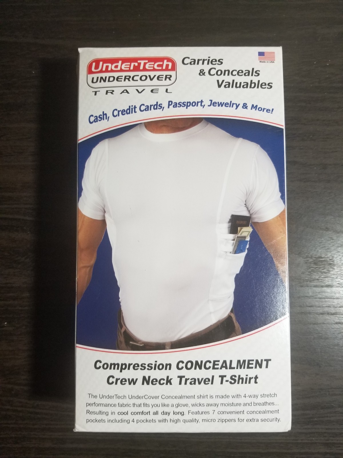 Small Mens Undertech Undercover Compress/Conceal Crew Neck Travel T-shirt Black*