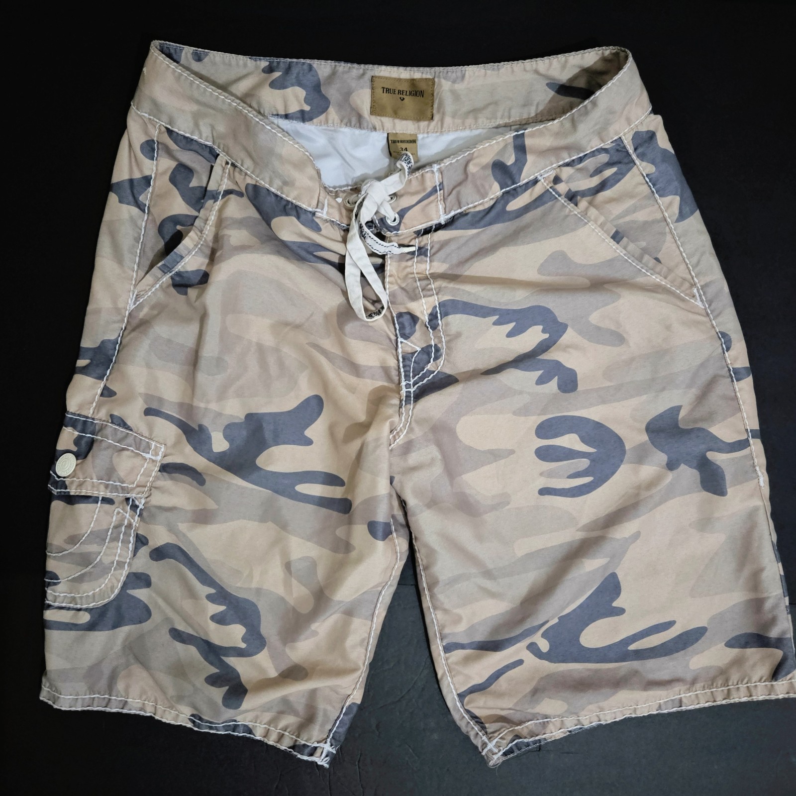 True Religion Mens Camo Swim Board Shorts Pockets High Rise Size 34 Sri Lanka