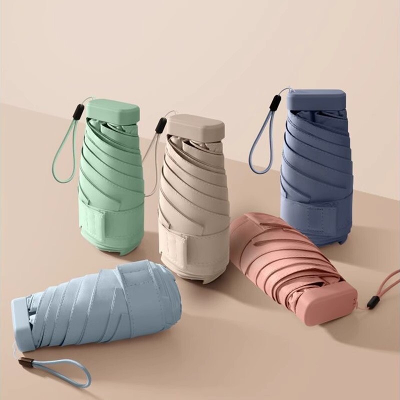 Portable Rain Umbrella Pocket Compact Mini Umbrella 6 Fold Sun Umbrella US