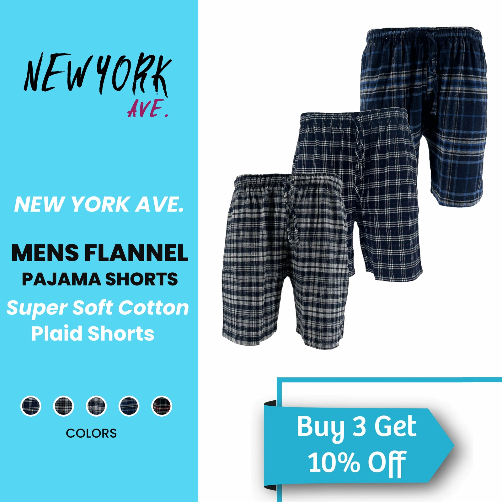 Men’s Flannel Pajama Shorts Cotton Plaid Shorts Sleep Lounge Pockets Drawstrings
