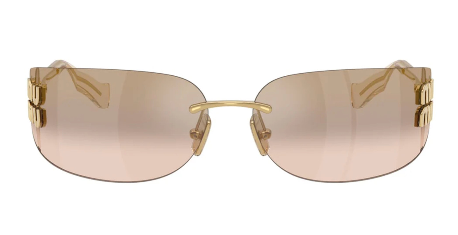 Miu Miu MU A51S 5AK20P Unisex Rectangle Sunglasses in Gold with Brown Lens 100%