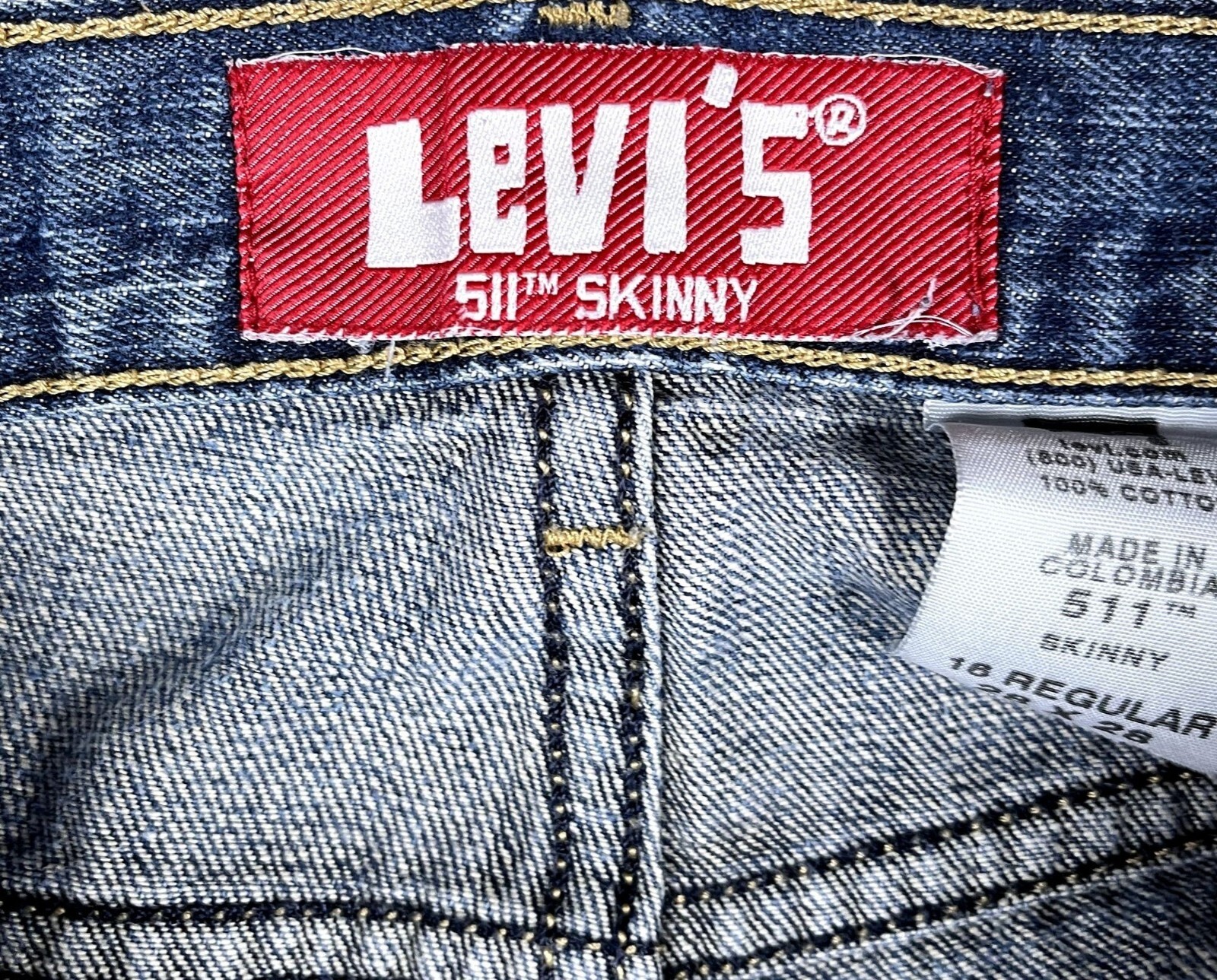 Y2K Levis 511 Womens Jeans 16 Skinny Dark Wash Mid Rise