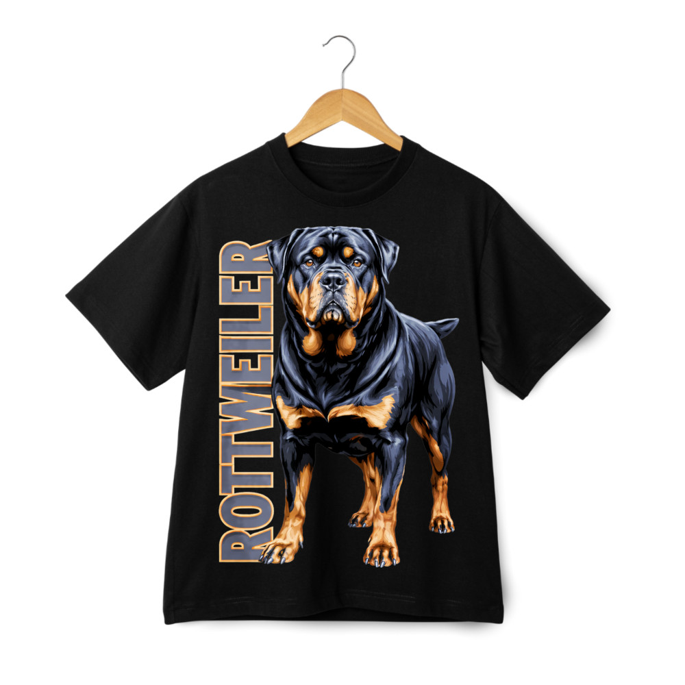 Rottweiler Portrait Print T-Shirt, Dog Lover Casual Tee