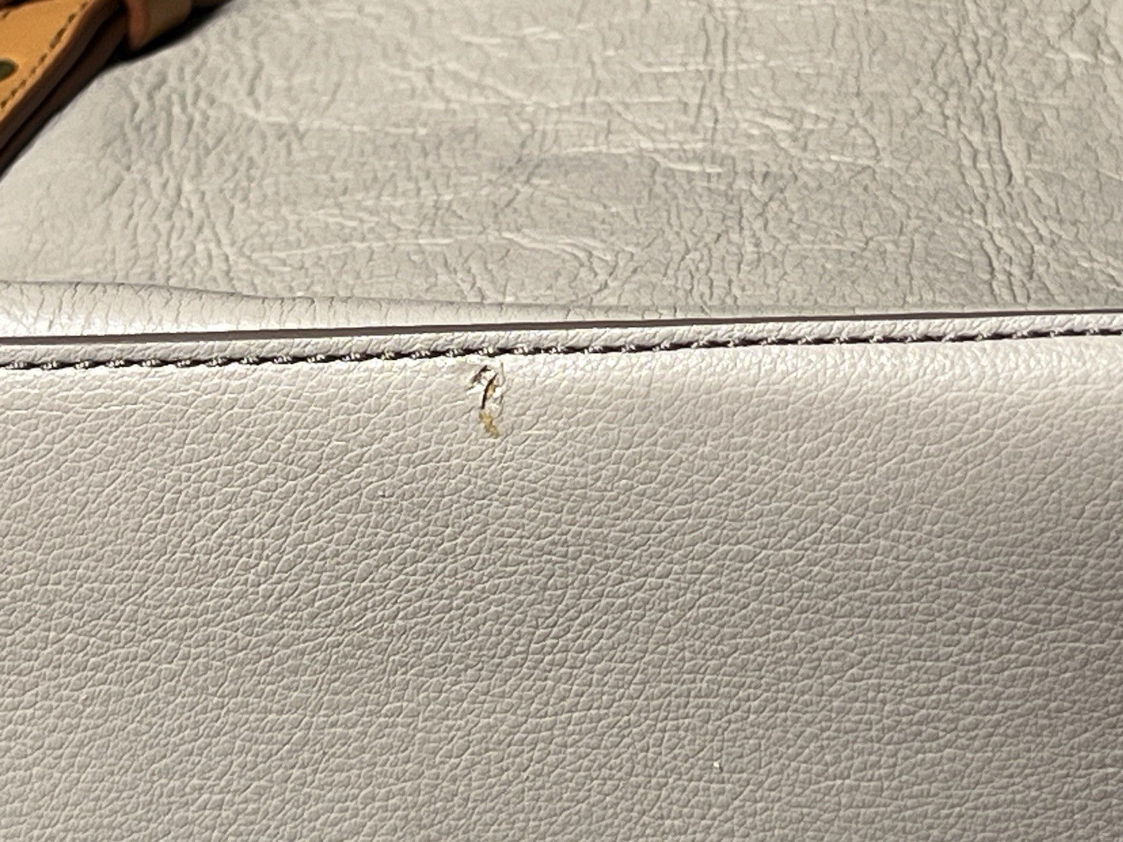 Fossil Gray White Brown Colorblock Pebbled Satchel Zip Gold Hardware Pockets