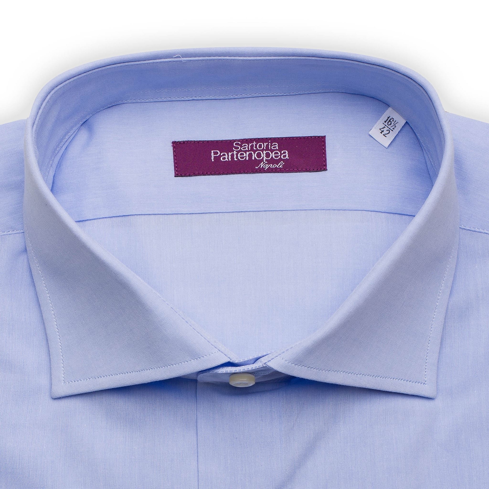 SARTORIA PARTENOPEA Light Blue Cotton Broadcloth Standard Cuff Dress Shirt NEW