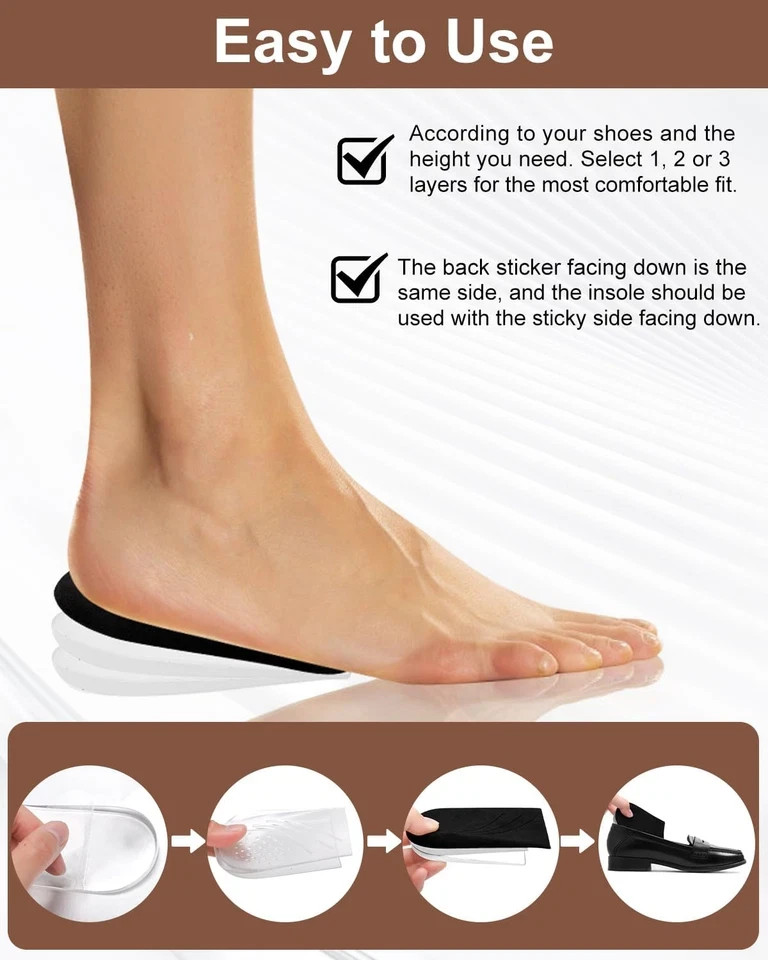 2 Pairs 3 Layer Corrective Insoles for Supination Overpronation Correction, Adhe