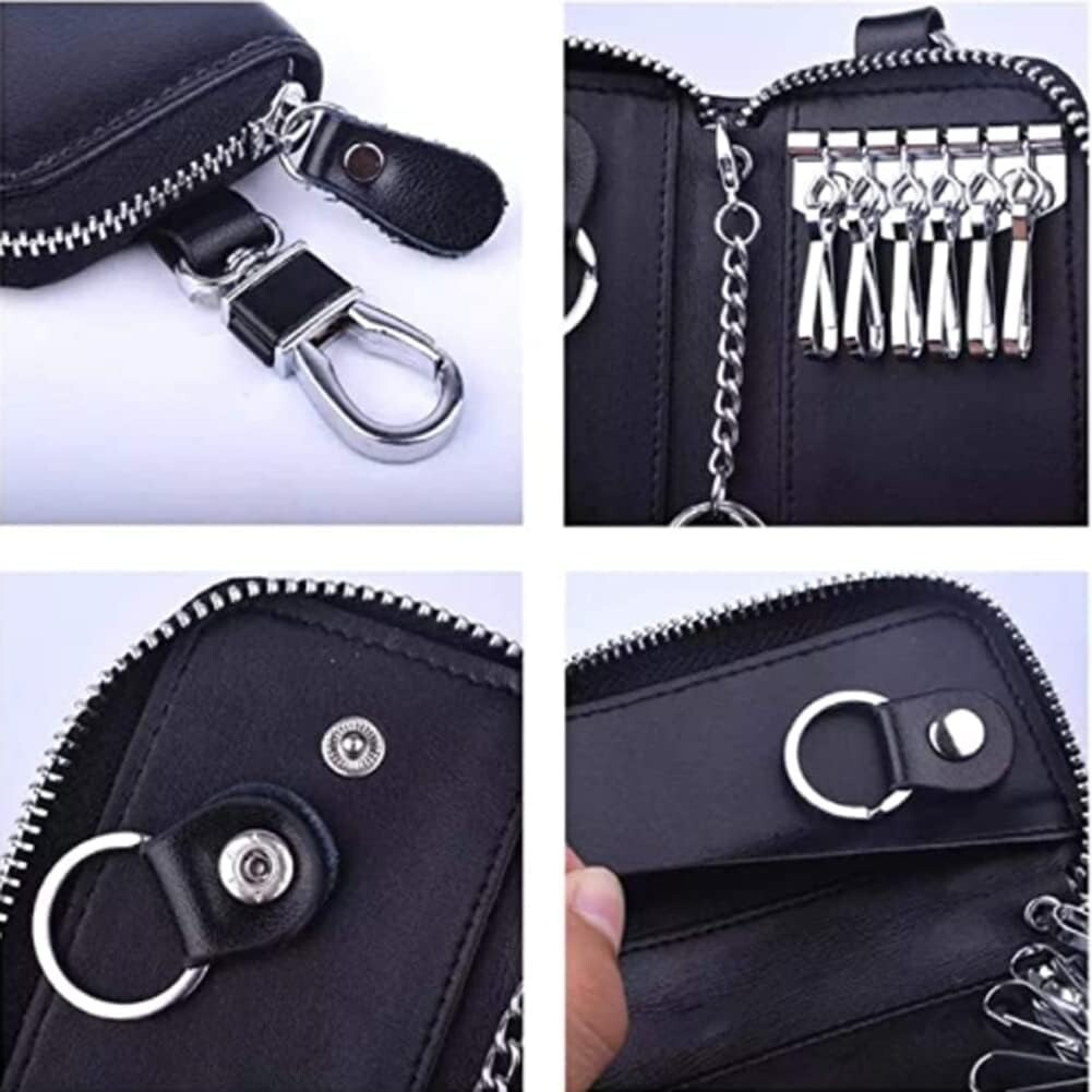 Key Wallet Leather Men Women Keychain Key Case Holder Organizer Credit Card Case