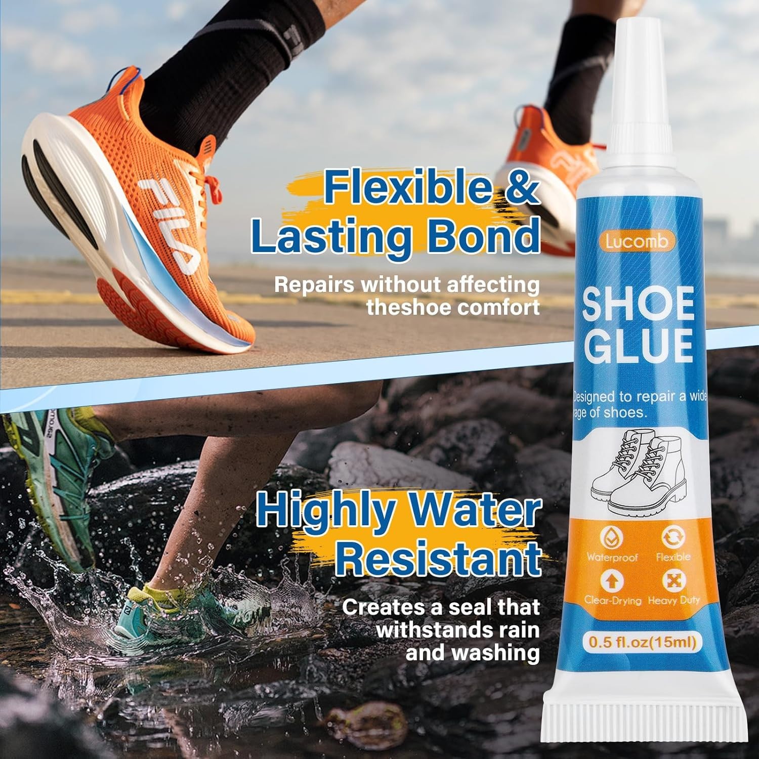 Shoe Glue 5x15ML Clear Adhesive Repair Soles Heels Free Shipping