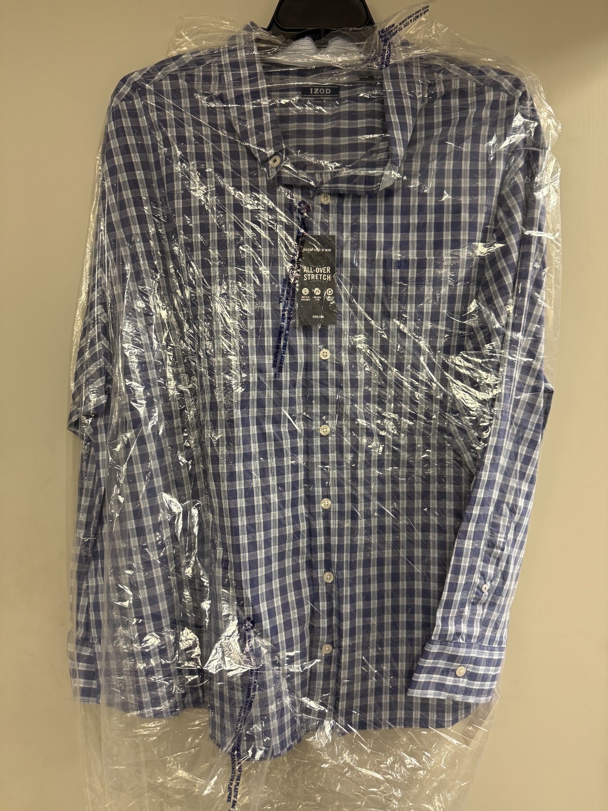 IZOD Men’s Button Down Long Sleeve Dress Shirt Skipper Blue Size 3XLT Big & Tall