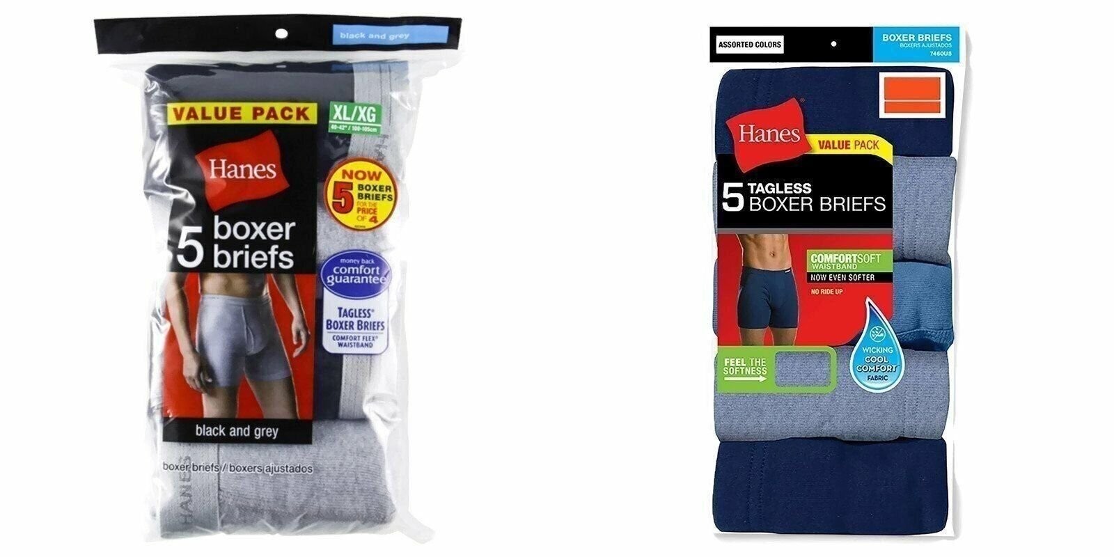 Hanes Men’s Tagless Boxer Briefs 10-PACK Underwear S, M, L XL Colors May Vary