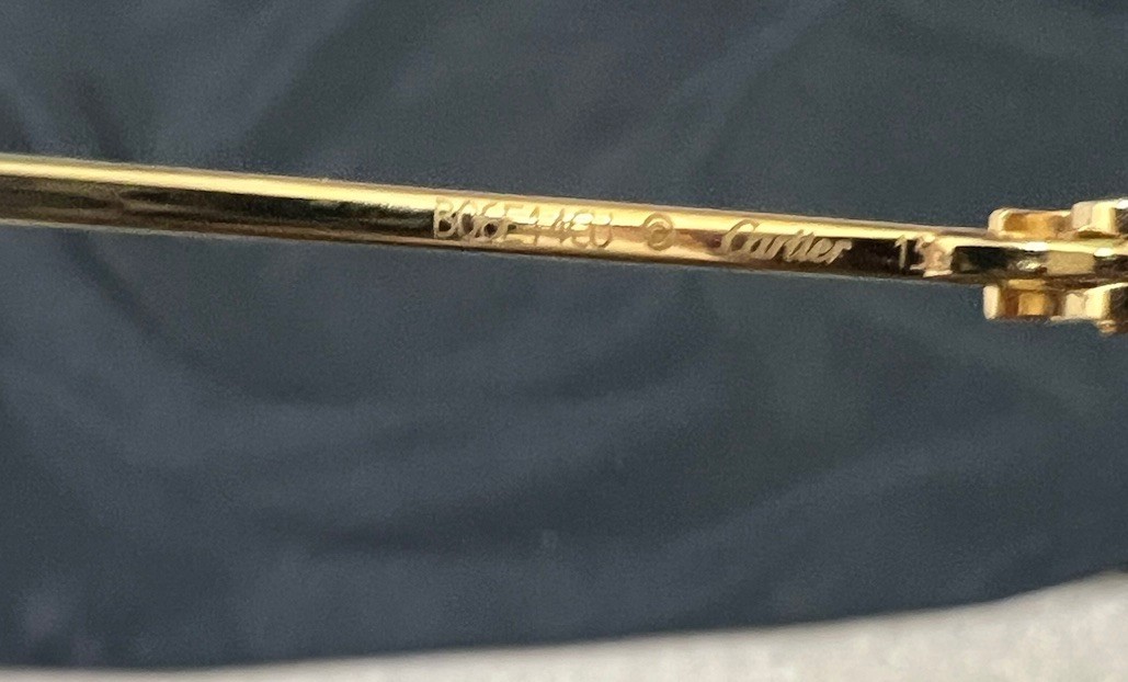 Cartier CT0193S 002 Gold Metal Square Sunglasses Gray Tinted Plastic Lenses