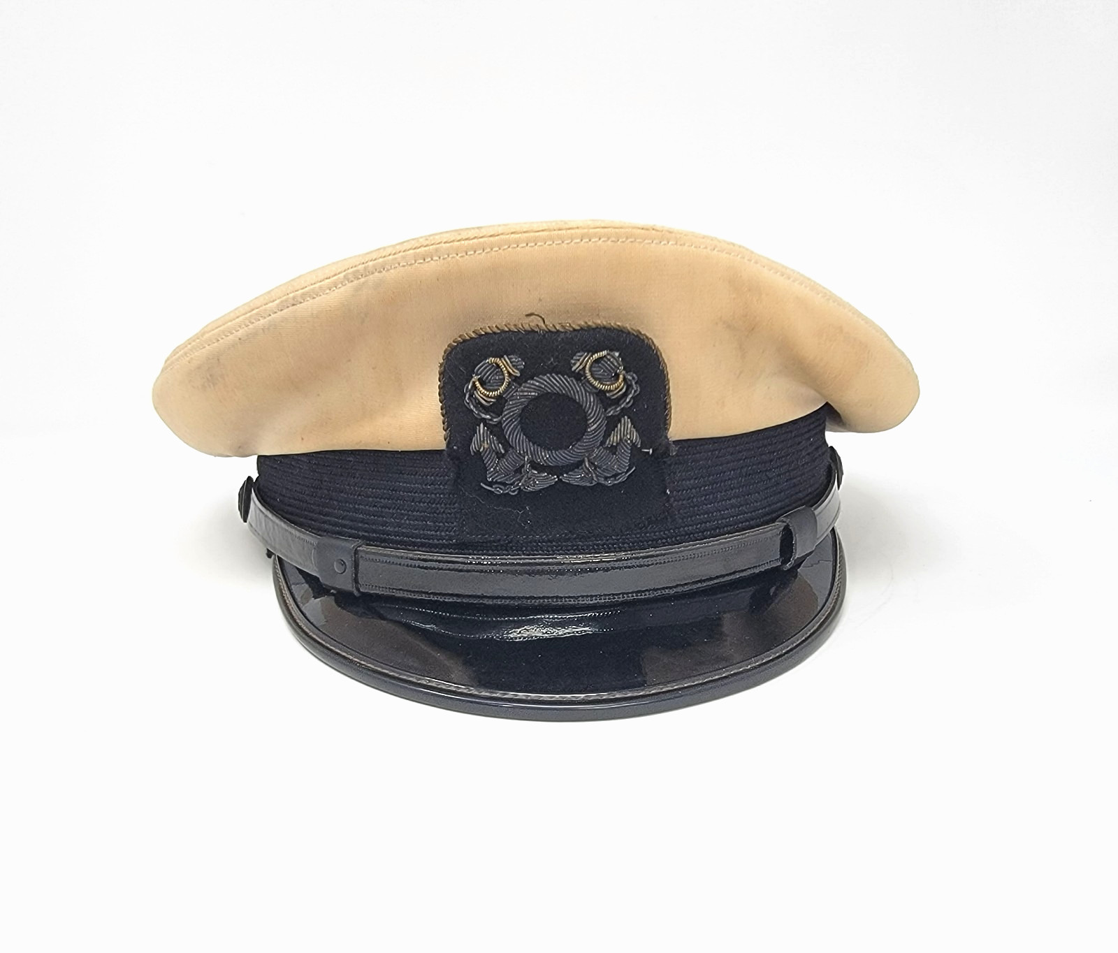 Abercrombie Fitch Naval Captains Hat Cap Visor Crossed Anchor Patch VTG Antique
