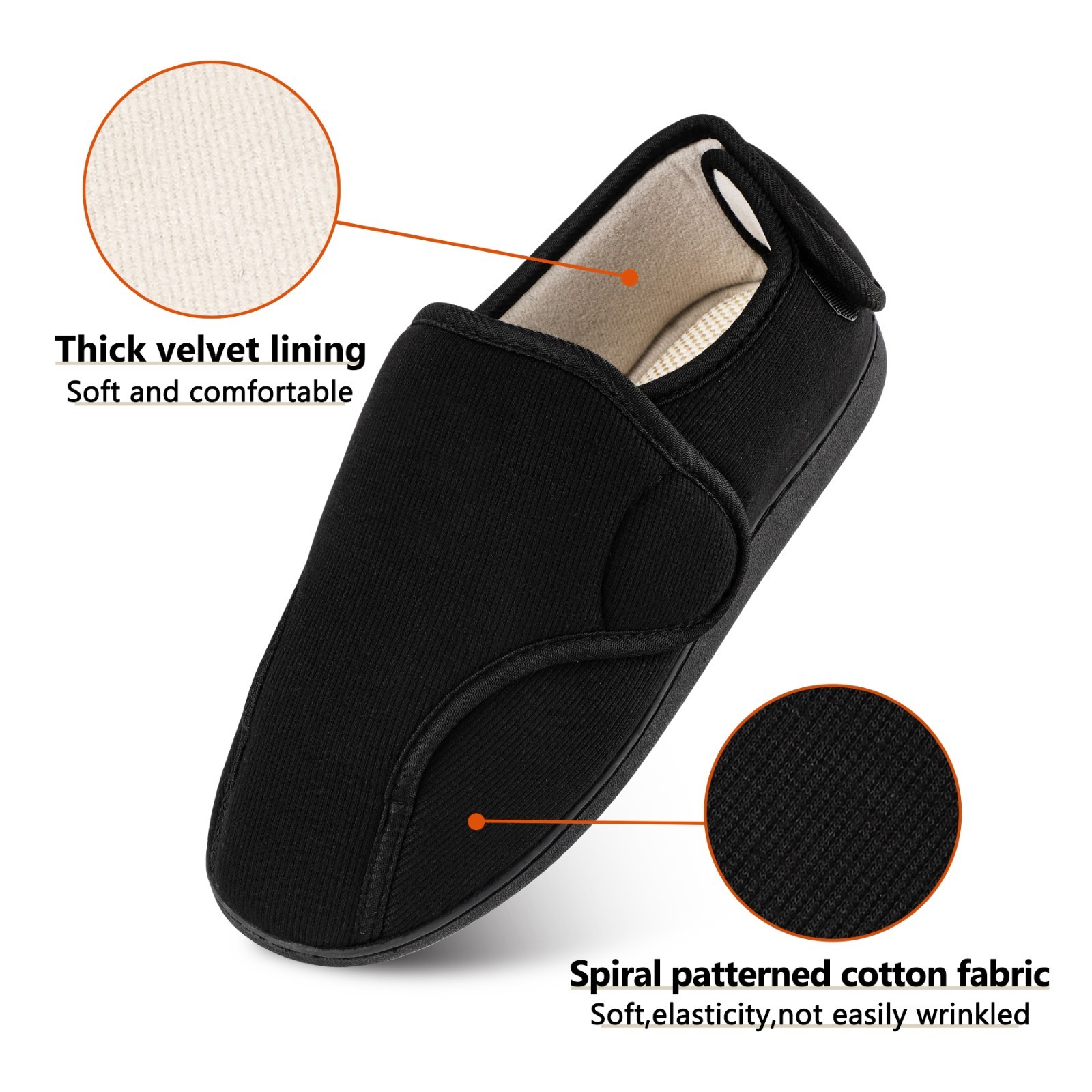Men’s Wide Width Slippers House Shoes for Swollen Feet Edema Arthritis Elderly