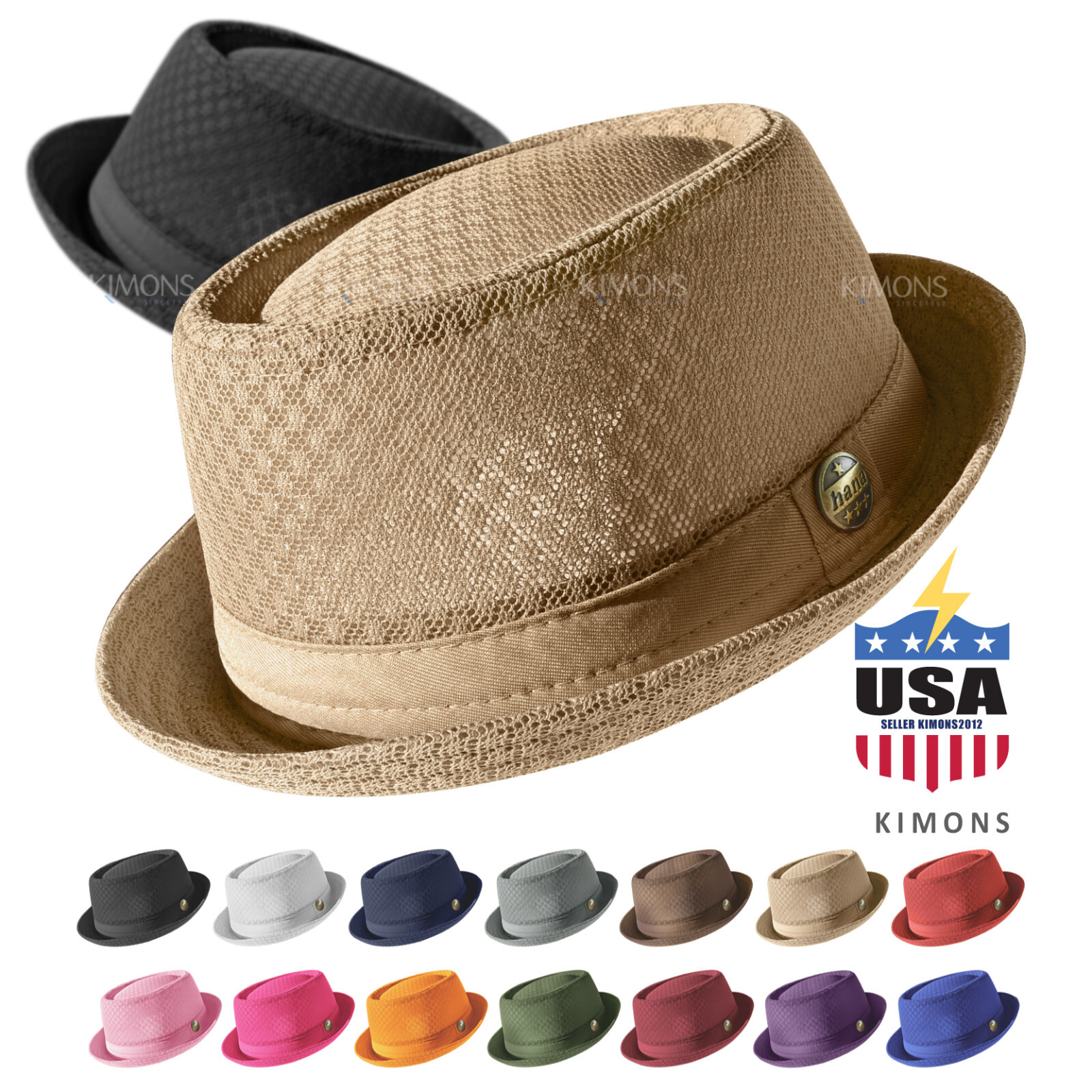 Light Weight Mesh Fedora hat Porkpie Summer Classic Trilby Cuban Beach Sun Cap