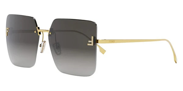 Fendi FE4082US Rimless Square Sunglasses Gold Grey Gradient Lens Women