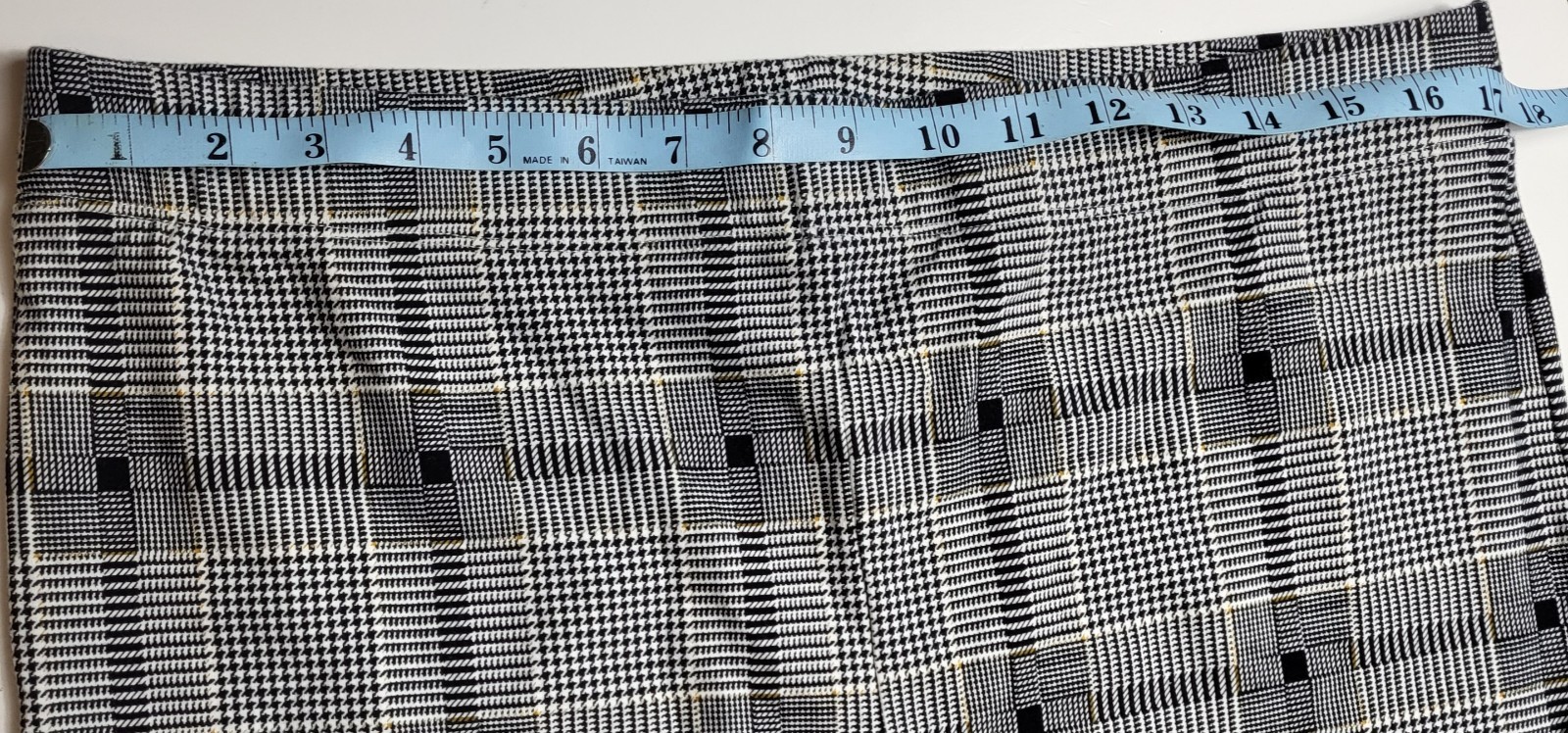 NWT Cato Ankle Leggings Women Large Black+White+Mustard Multi Plaid Stretch 28″L
