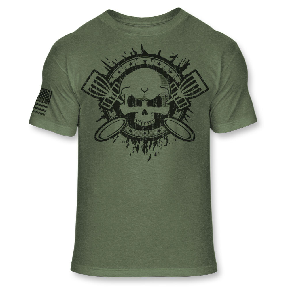 Disc Golf T Shirt – Disc Golfing Golfer Skull USA Flag Athletic T-Shirt – A125