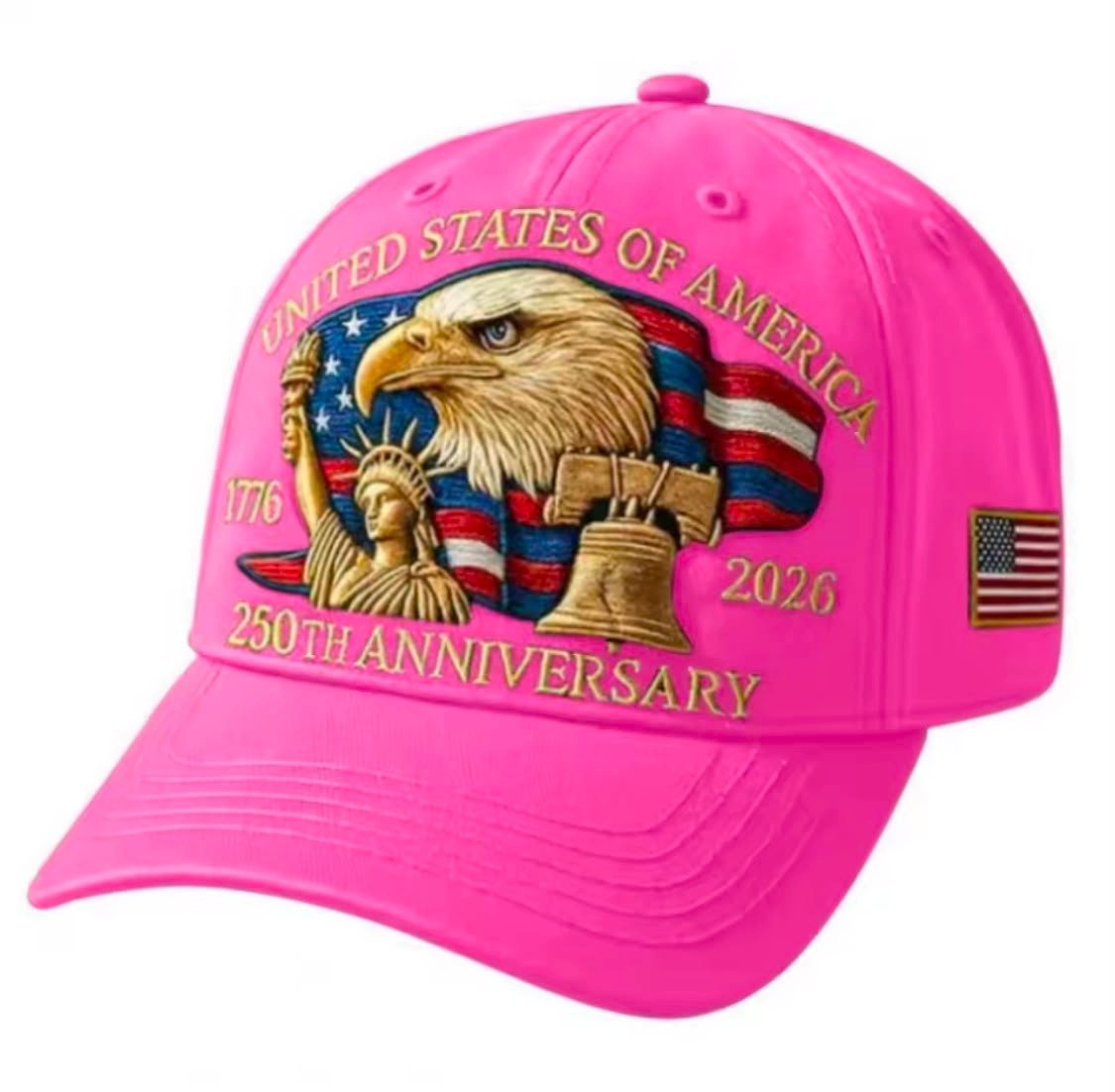 USA 250th Anniversary Eagle Print Baseball Cap Adjustable Washed Cotton Hat Unis