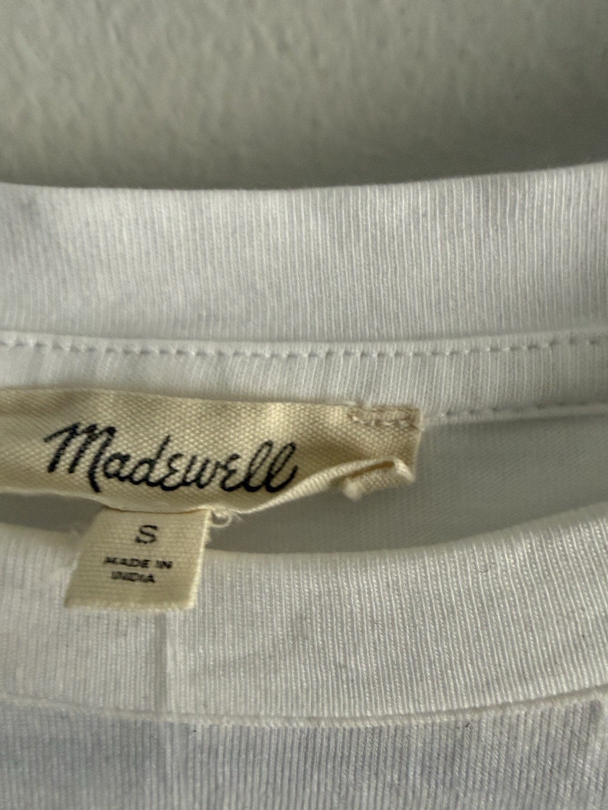 Madewell Women’s S White Solid Crew Neck 3/4 Puff Sleeve Knit Top NV971