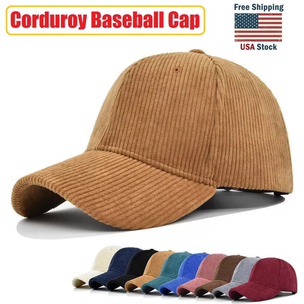 Corduroy Dad Hat Baseball Classic Adjustable Soft Plain Cap Unisex Cotton Hat
