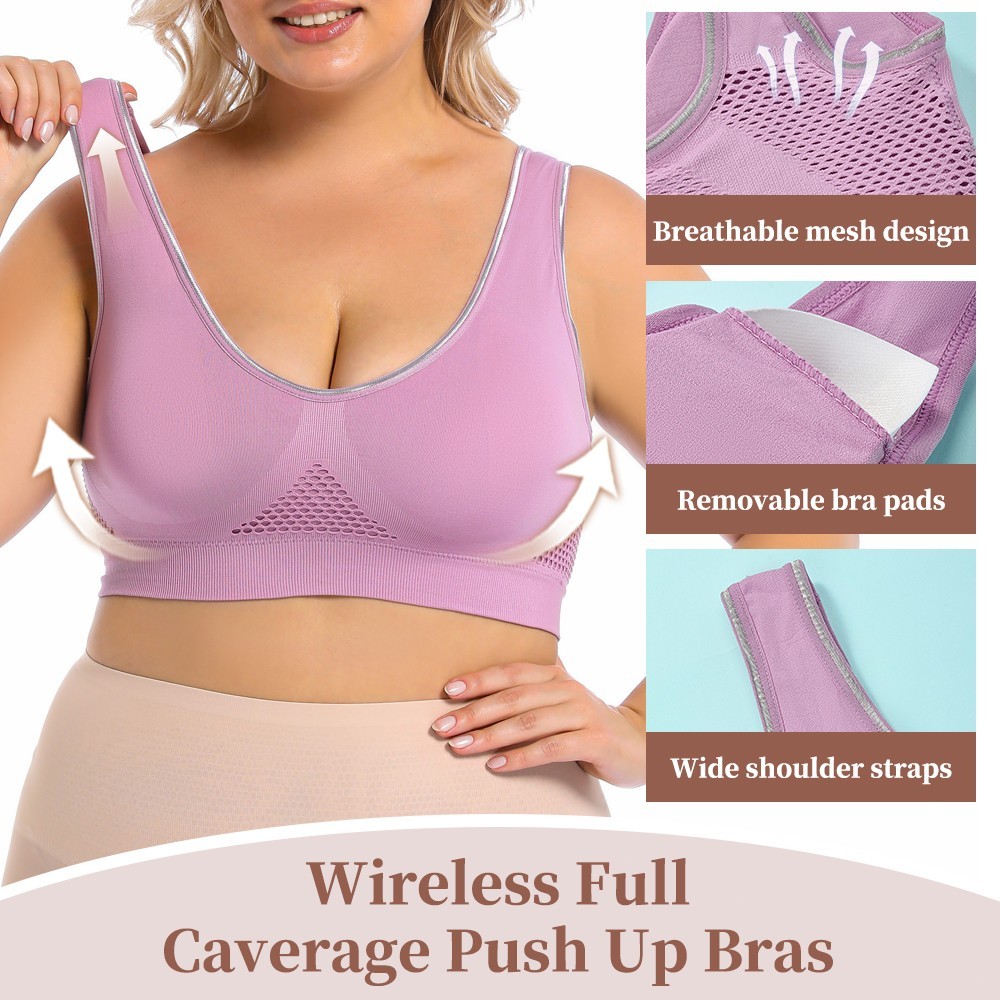 3-Pack Seamless Comfort Wireless Bra Women Padded Daily Underwear Multicolor