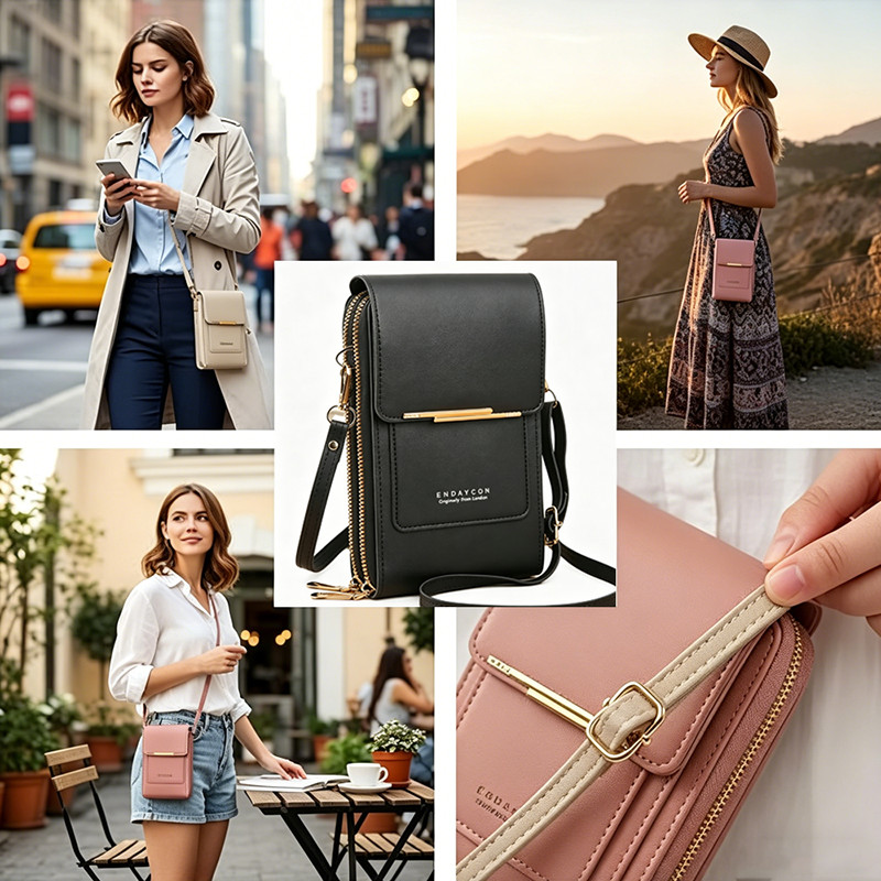 Crossbody Touch Screen Cell Phone Purse Women Leather Wallet Pouch Shoulder Bag