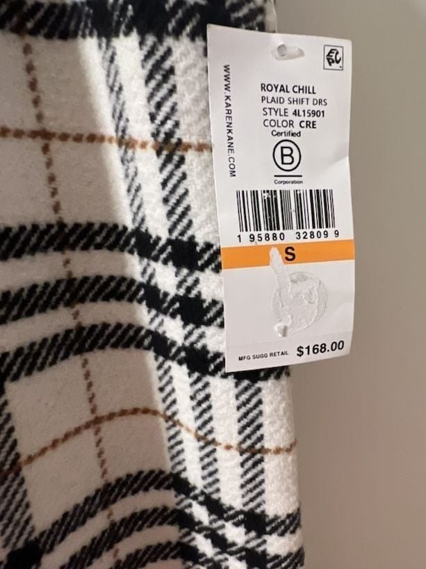 Karen Kane Royal Chill Plaid Shift Dress Size S