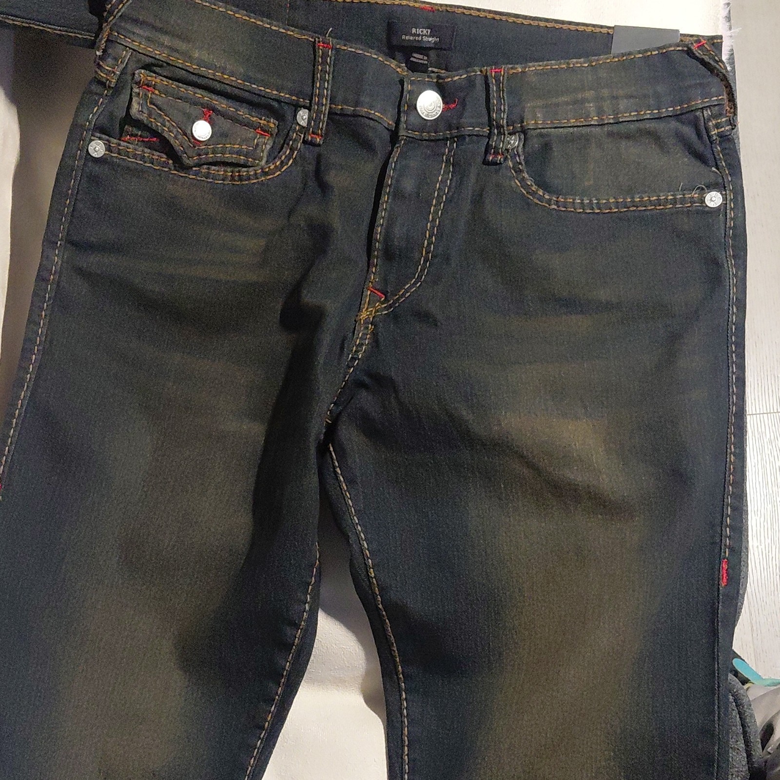 True Religion Men’s World Tour Black Dark Wash Straight Fit Jeans NWT