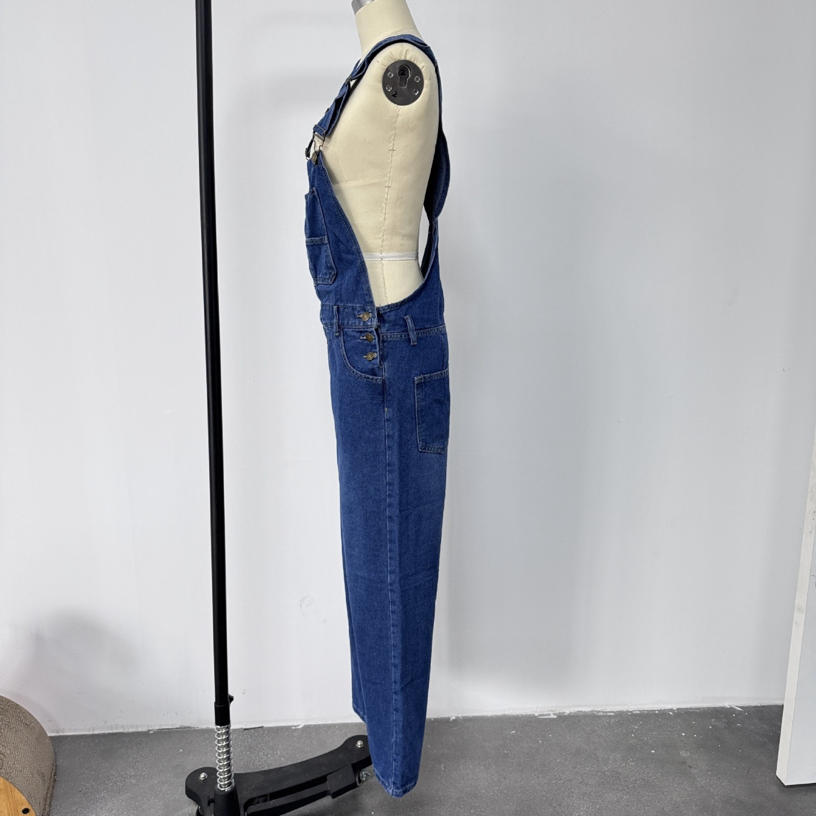 Women’s loose denim overalls (elastic straight leg wide leg, fashionable style)