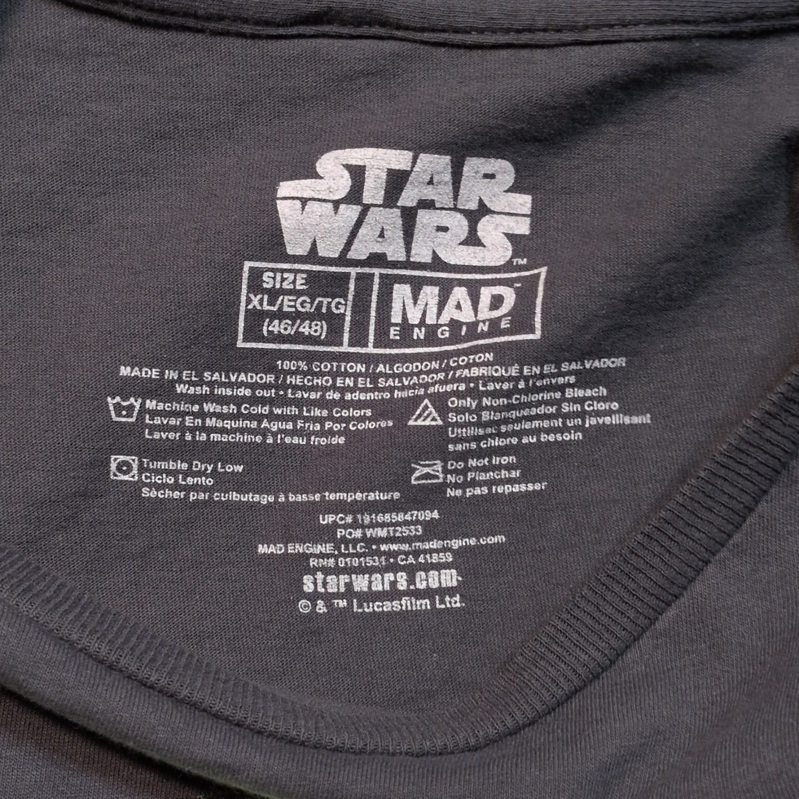 Mad Engine Star Wars The Child Men’s XL Black Graphic Logo Crew Neck T-Shirt
