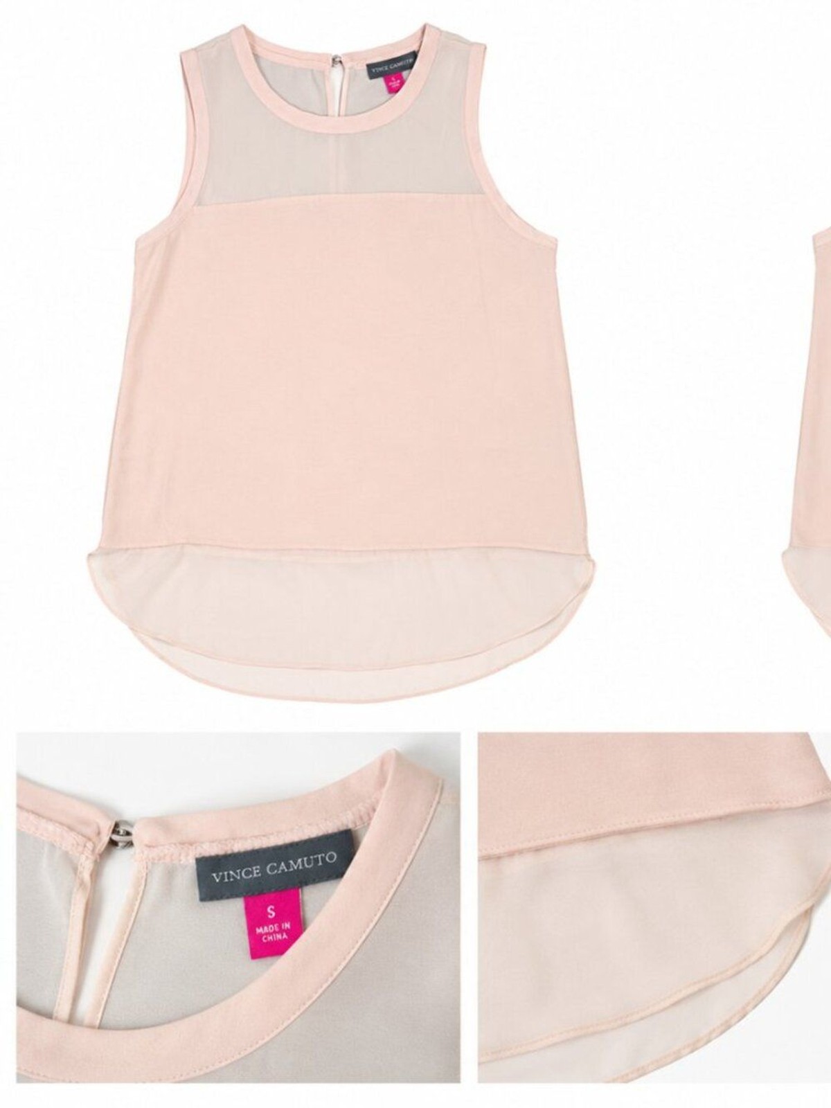 Vince Camuto Blush Sleeveless Sheer Hem Blouse – Size Small