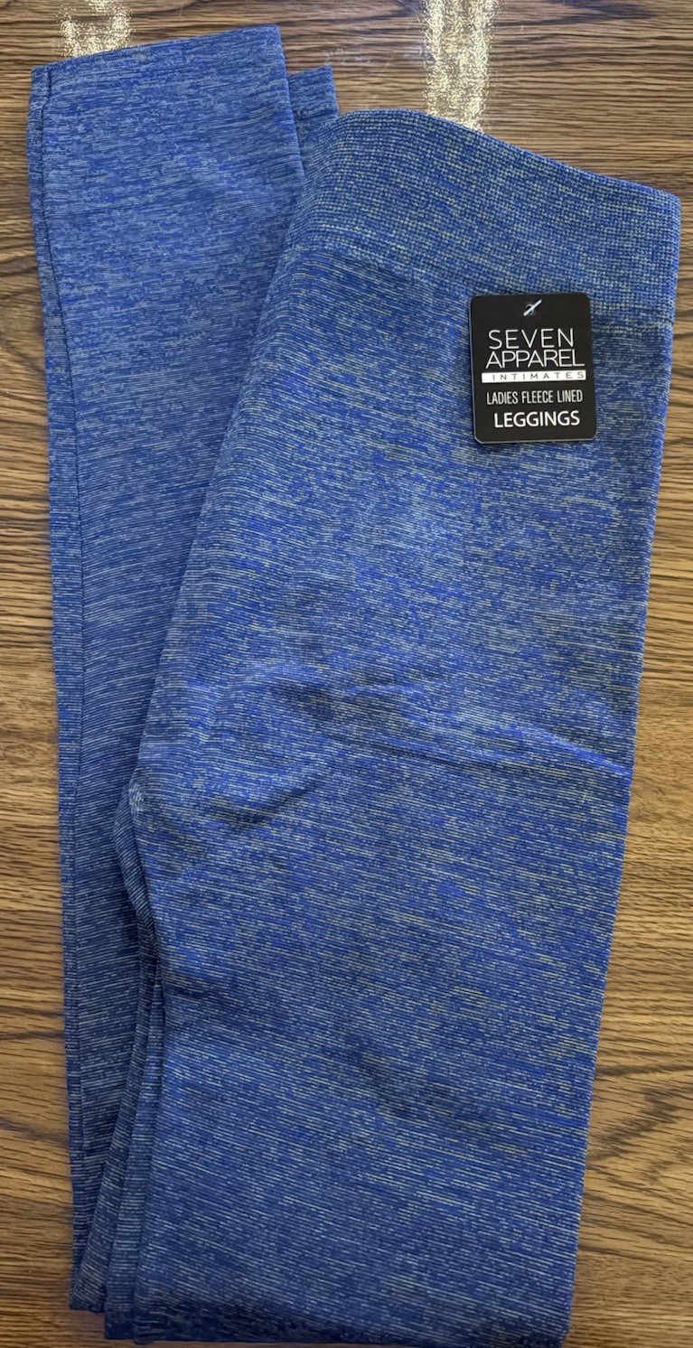 Seven Apparel Fleece Lined High Rise Stretch Leggings Blue Flecked M