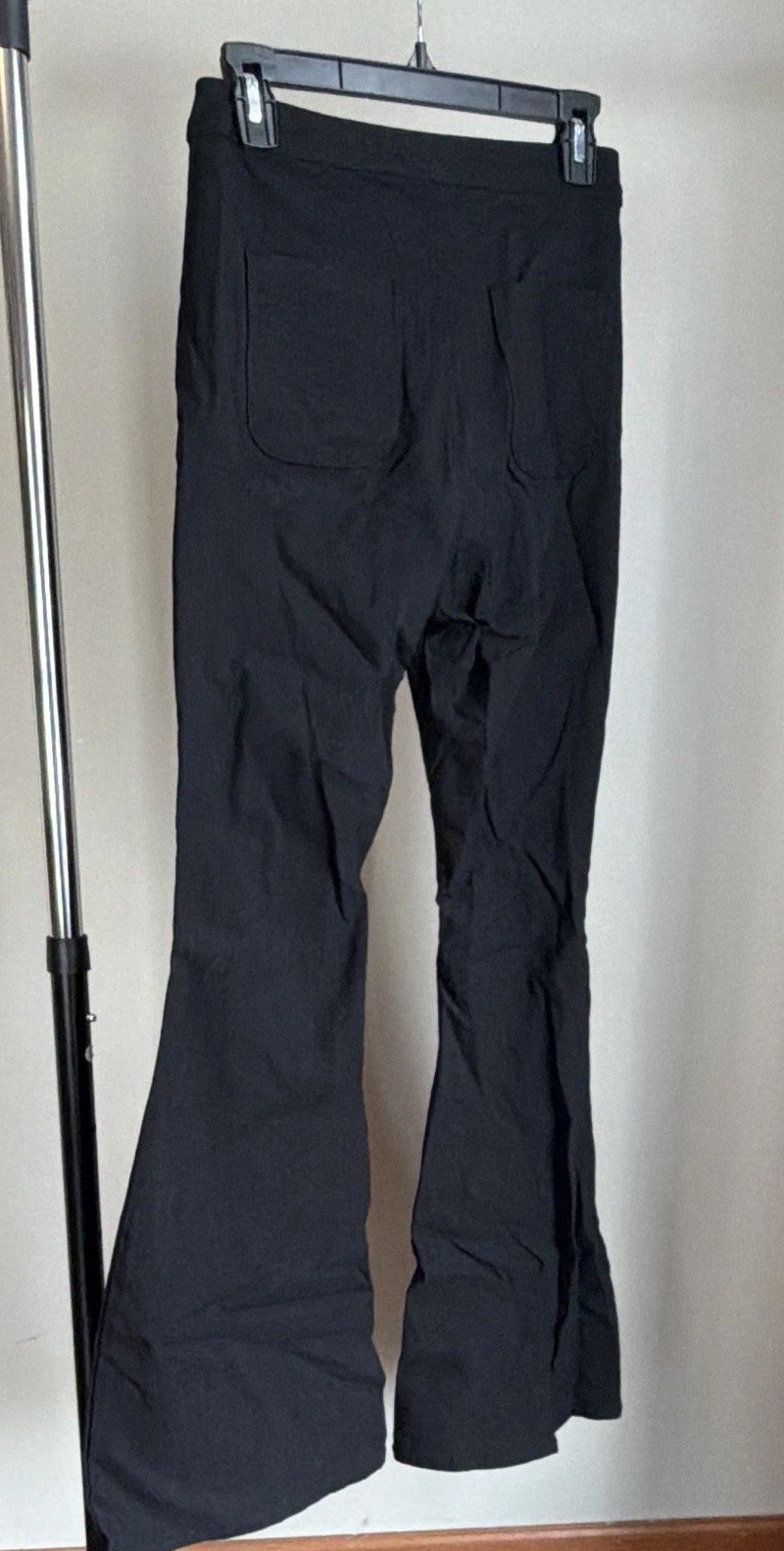 JC & JQ Women’s Flare Pants Solid Black Flat Front Stretch Zip Pockets